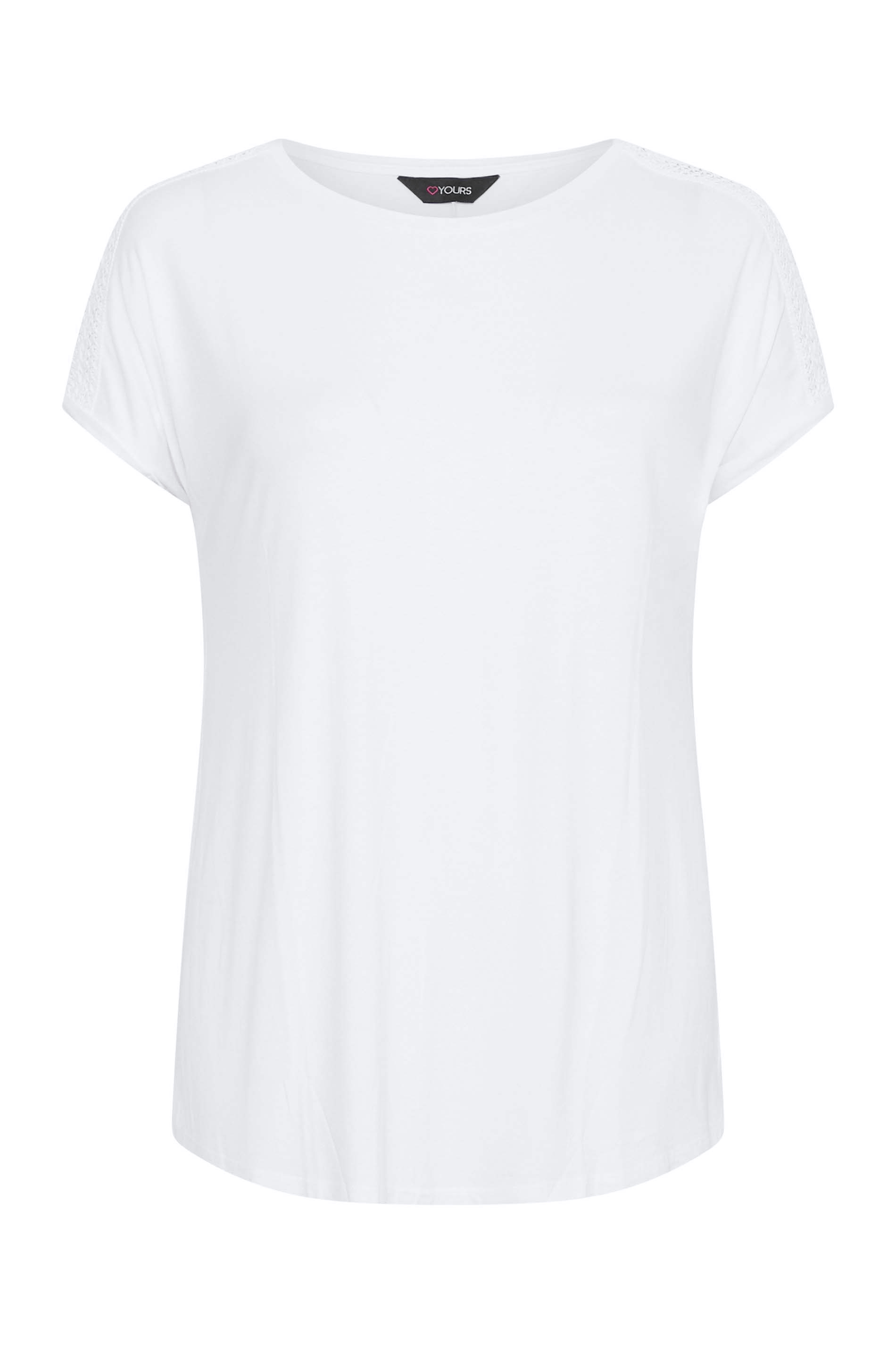 Grande taille  Tops Grande taille  T-Shirts | T-Shirt Blanc Manches Courtes à Crochet - HG90830