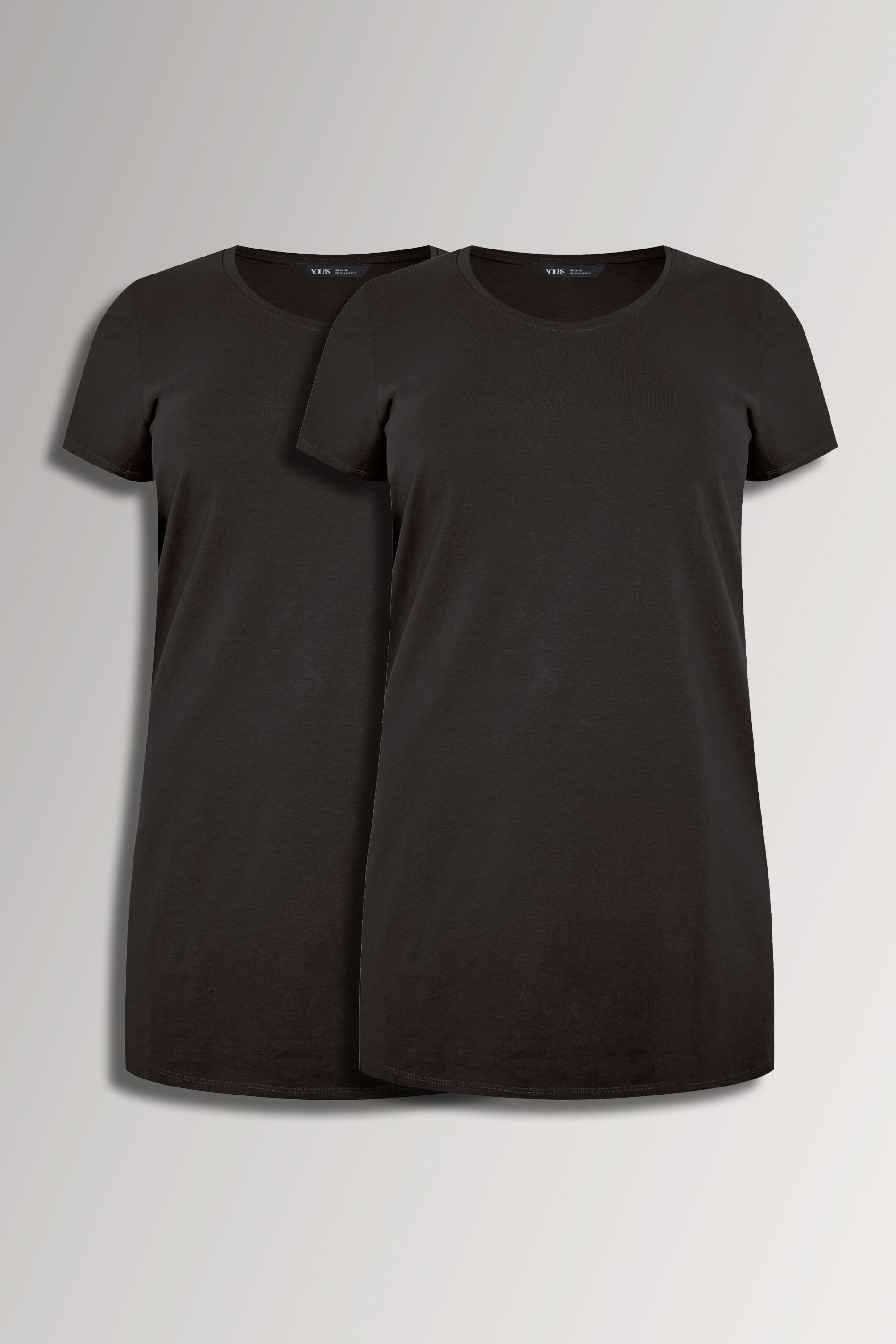 Yours Set Van Twee Paar Lange Tshirts Van Katoenmix In Zwart Size 44