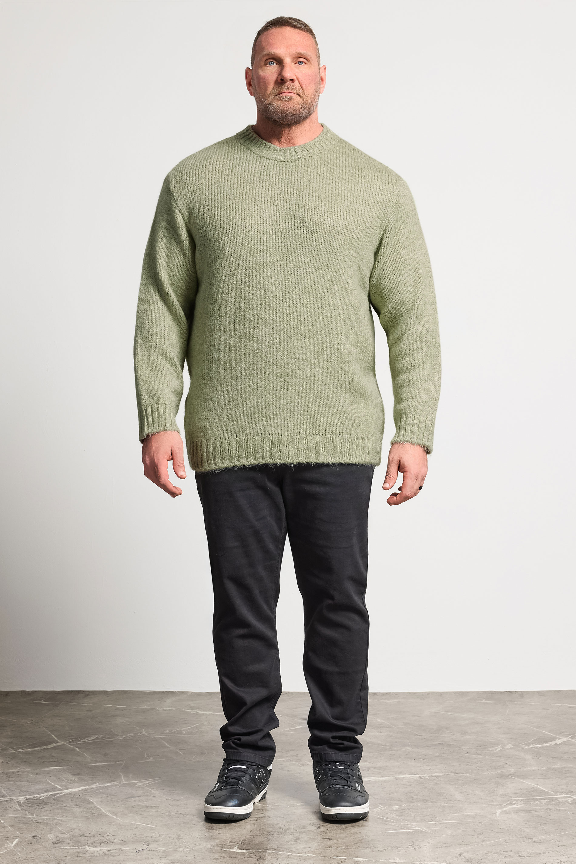 JACK & JONES Big & Tall Seagrass Green Crew Neck Knit Jumper | BadRhino 1