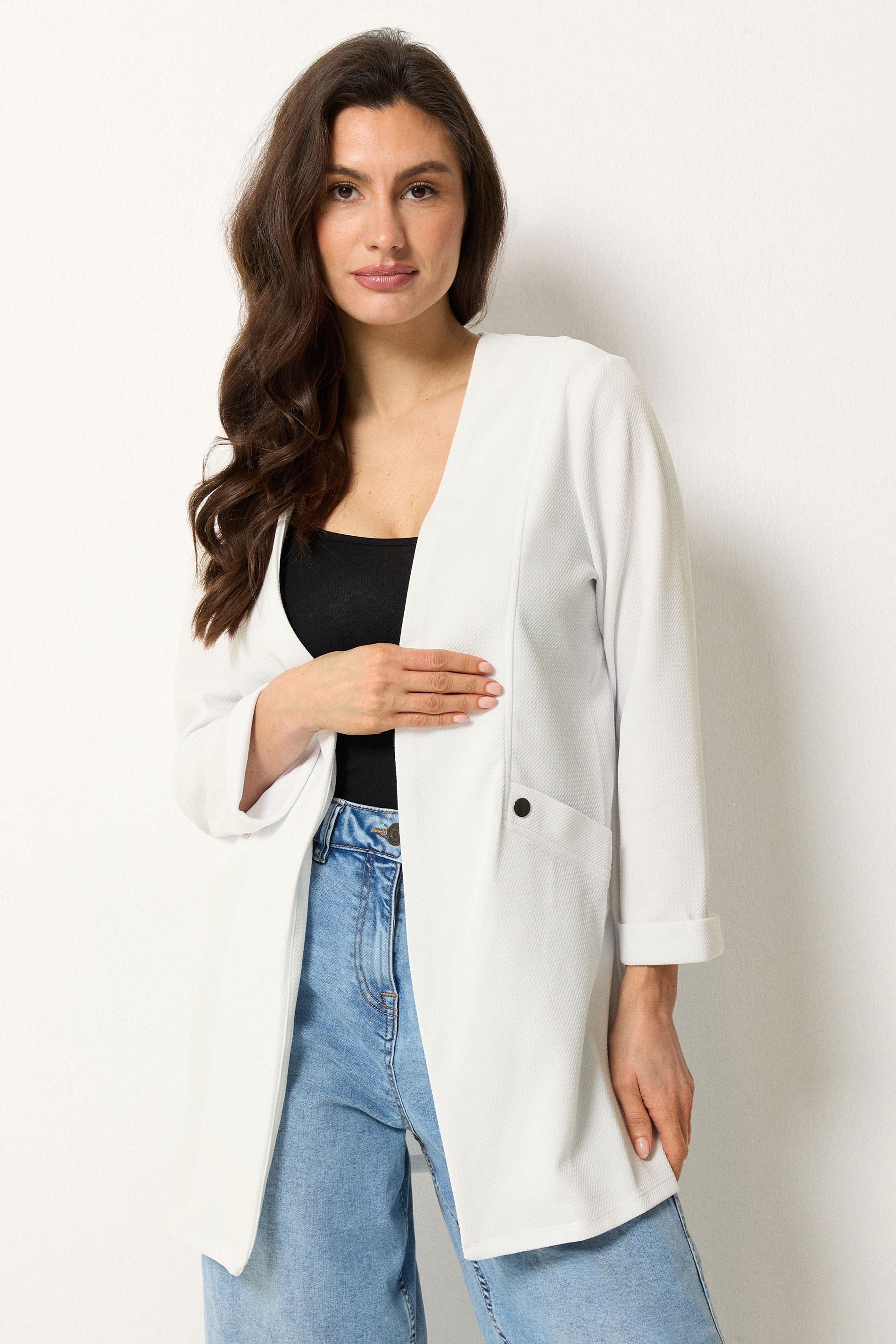 M&Co White Textured Jersey Jacket | M&Co 3