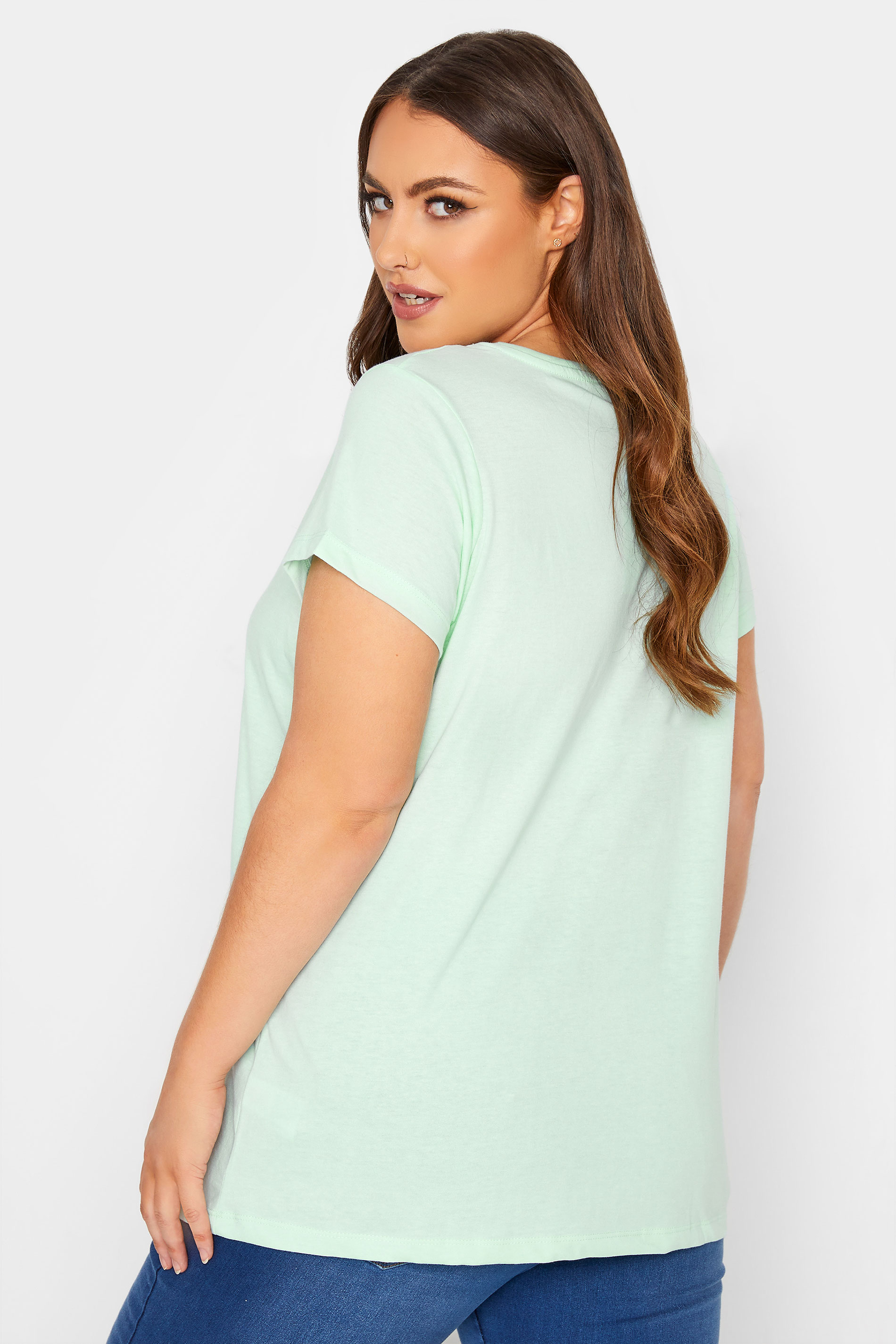 Plus Size Mint Green Grown On Sleeve T-Shirt | Yours Clothing 3