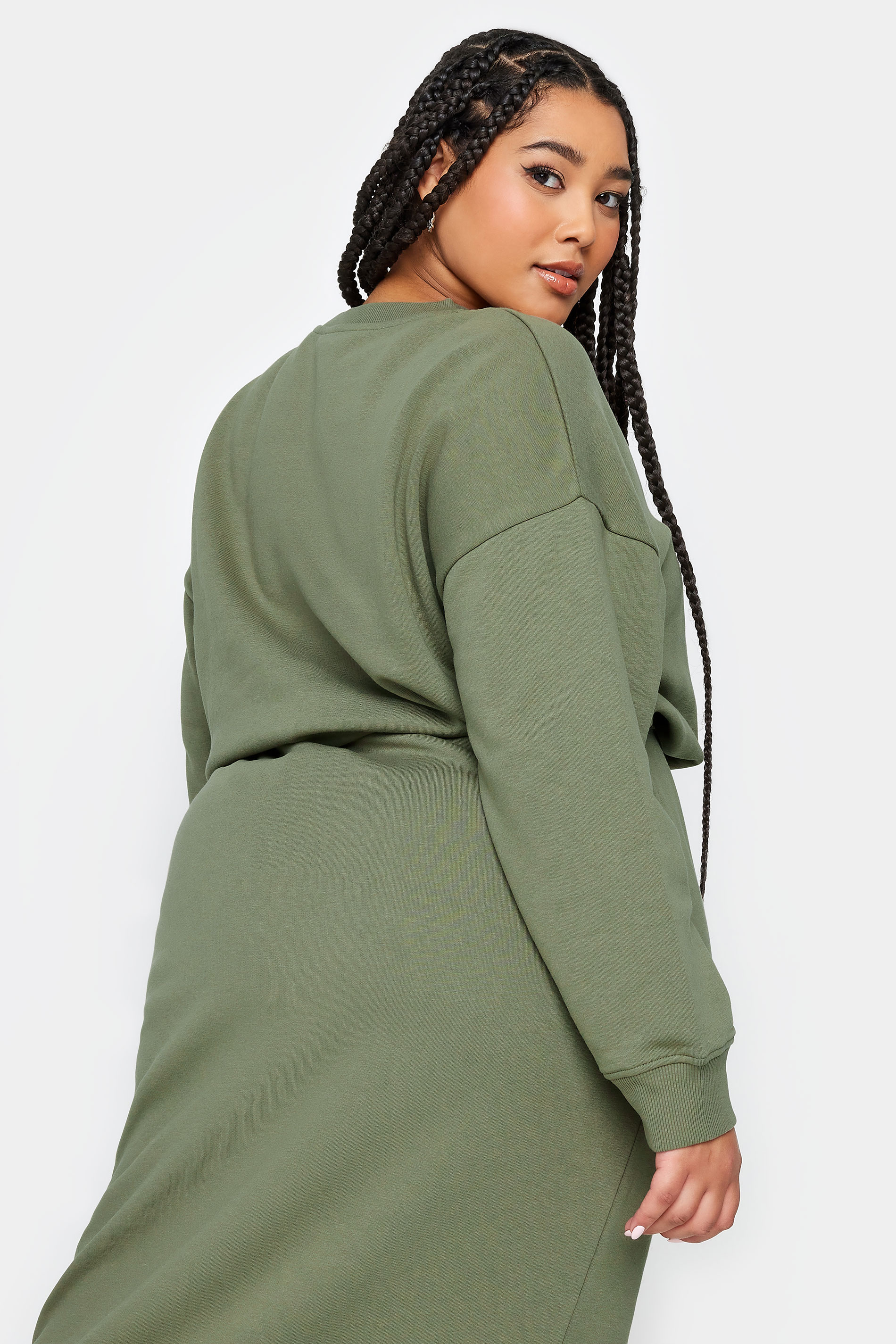 LIMITED COLLECTION Plus Size Khaki Green Cropped Sweatshirt | Yours Clothing 3