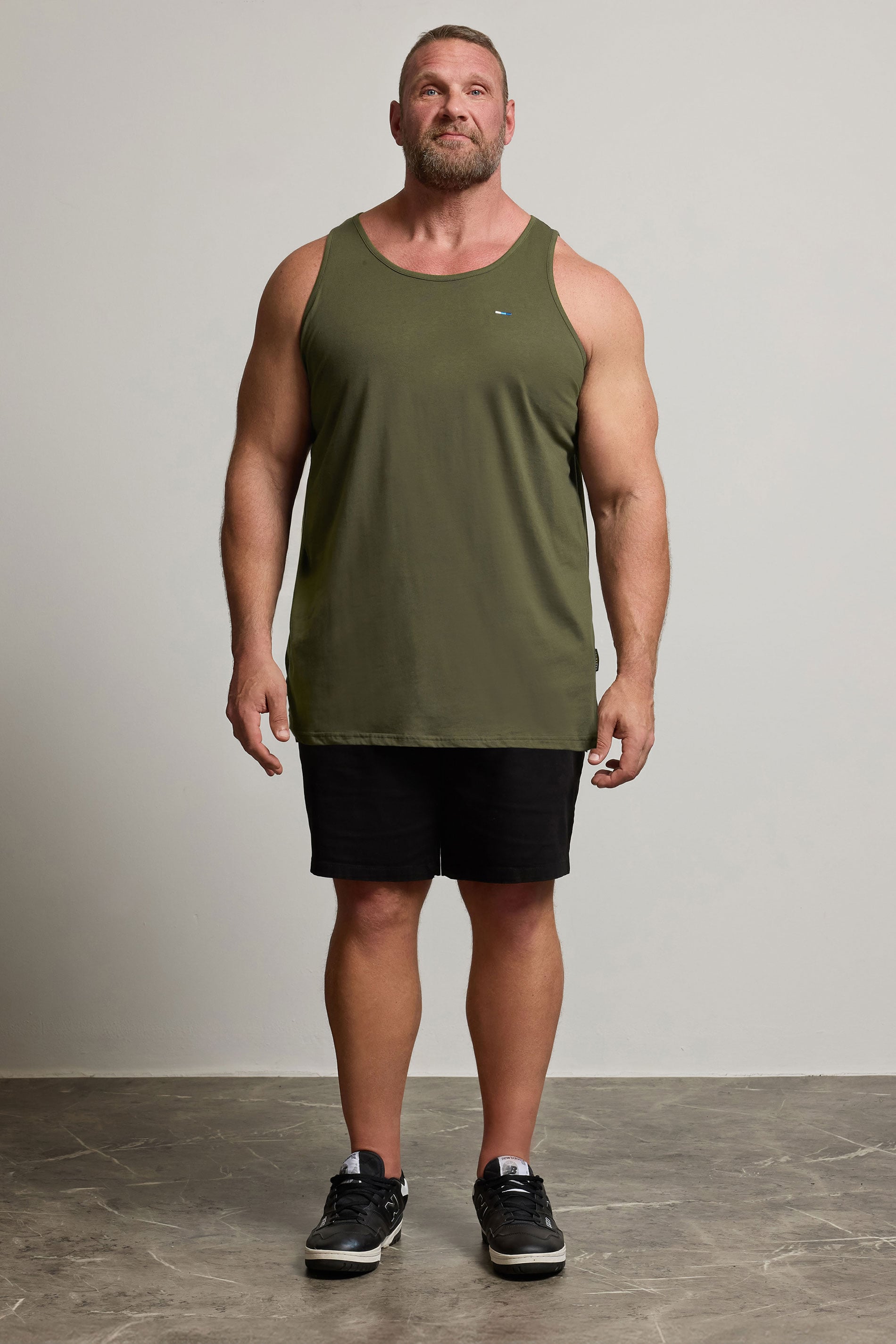 BadRhino Big & Tall Khaki Green Extra Long Plain Vest Top | BadRhino 1