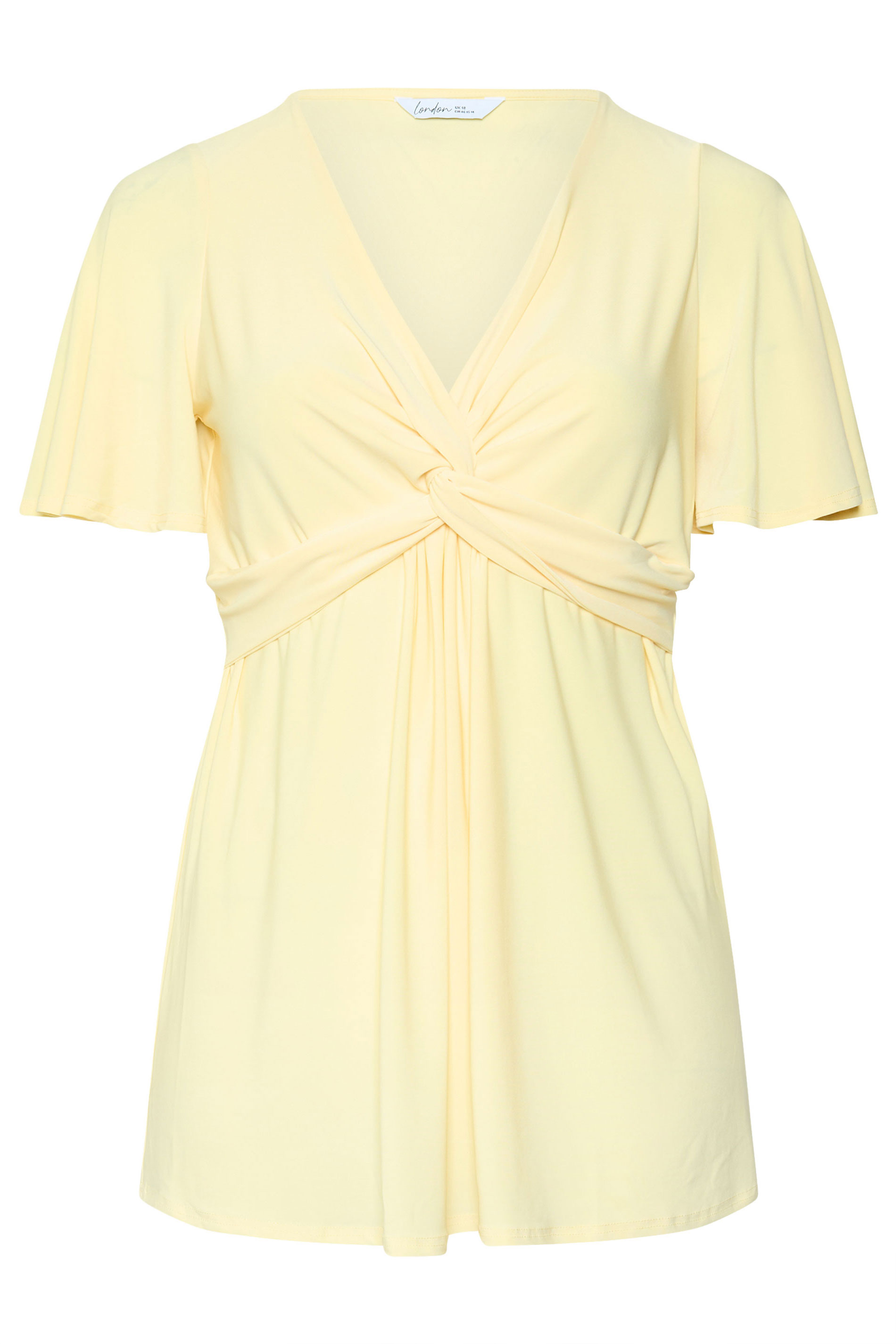 YOURS LONDON Plus Size Yellow Knot Detail Front Short Sleeve Top | Yours Clothing 5