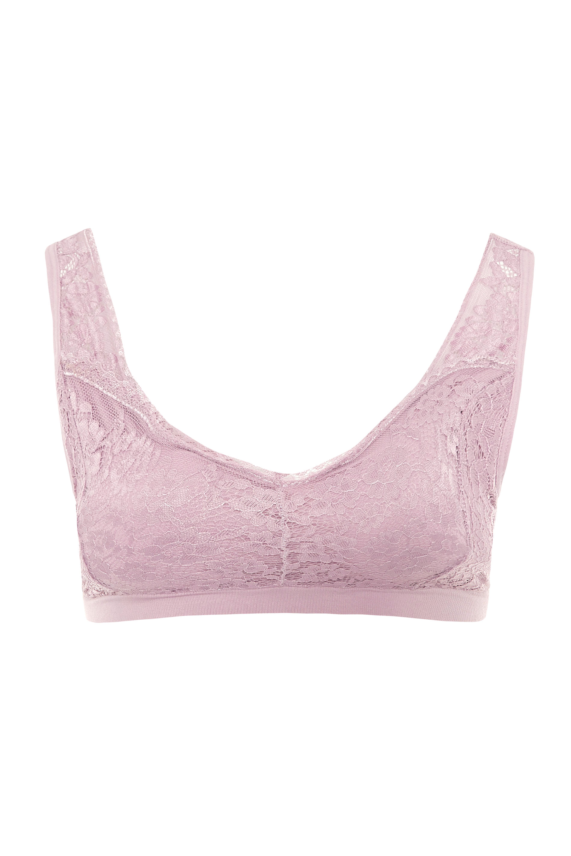 Plus Size Pink Seamless Lace Padded Non-Wired Bralette | Yours Clothing 3