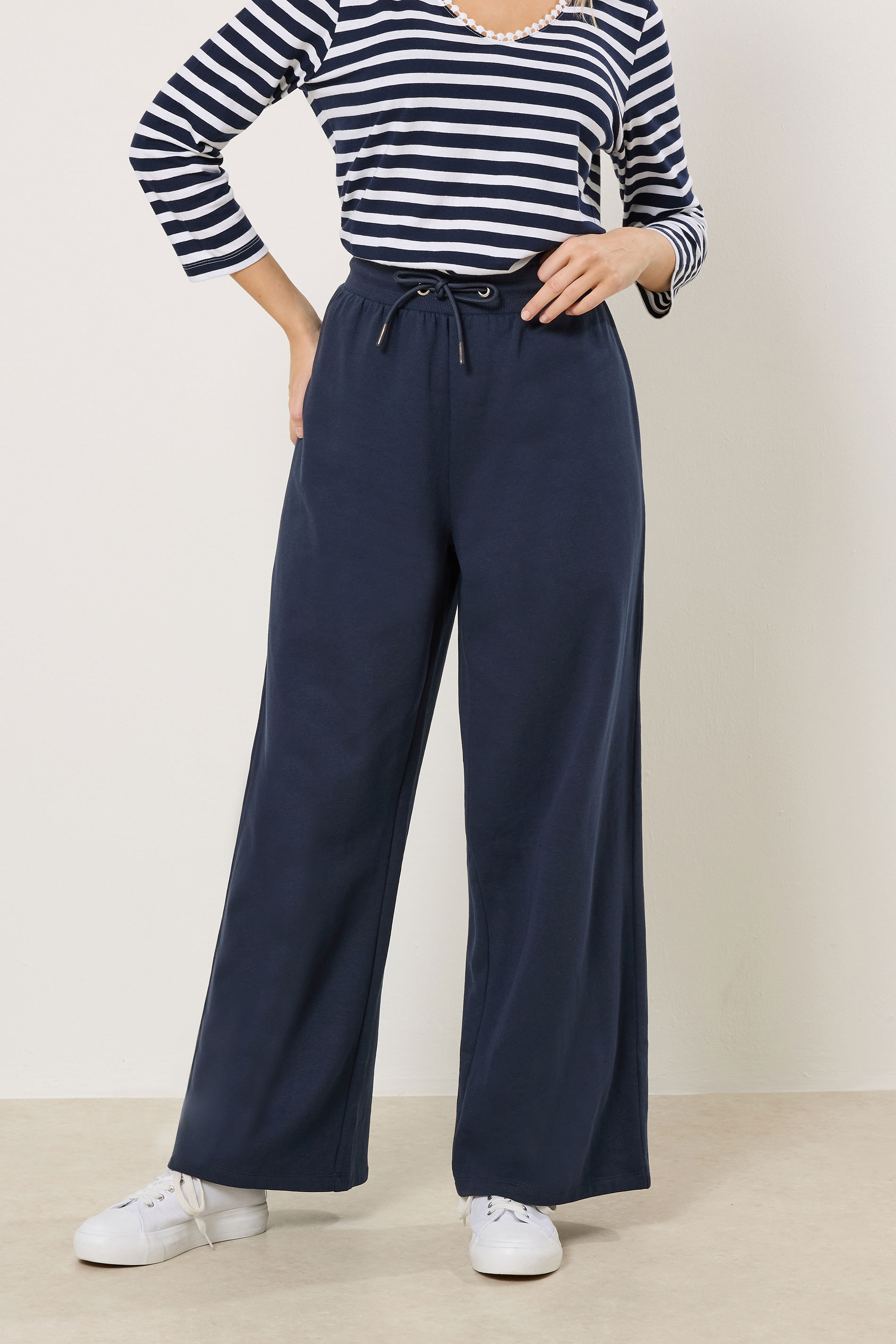 M&Co Navy Blue Wide Leg Joggers | M&Co 3