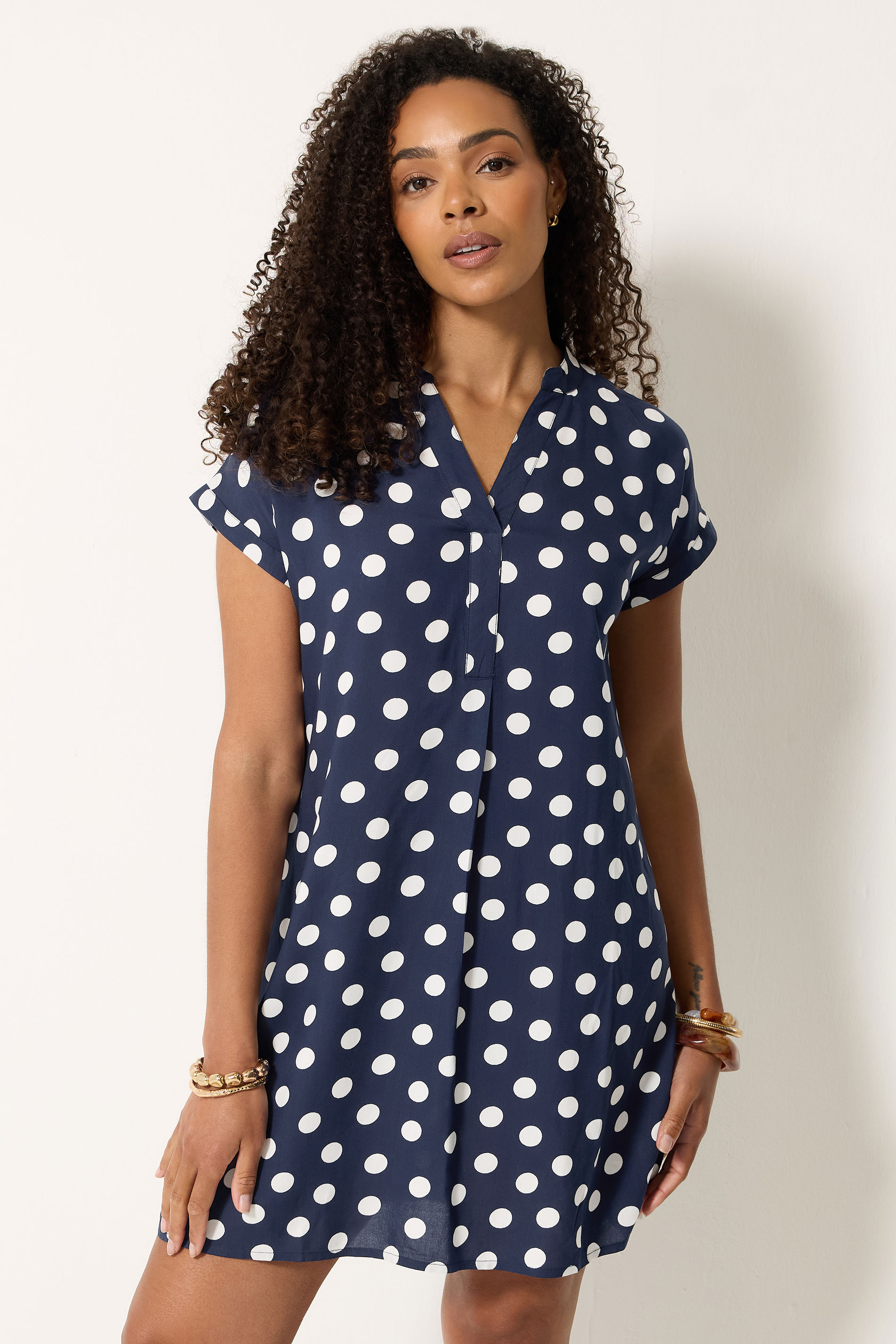 M&Co Navy Blue Polka Dot Beach Dress | M&Co 3