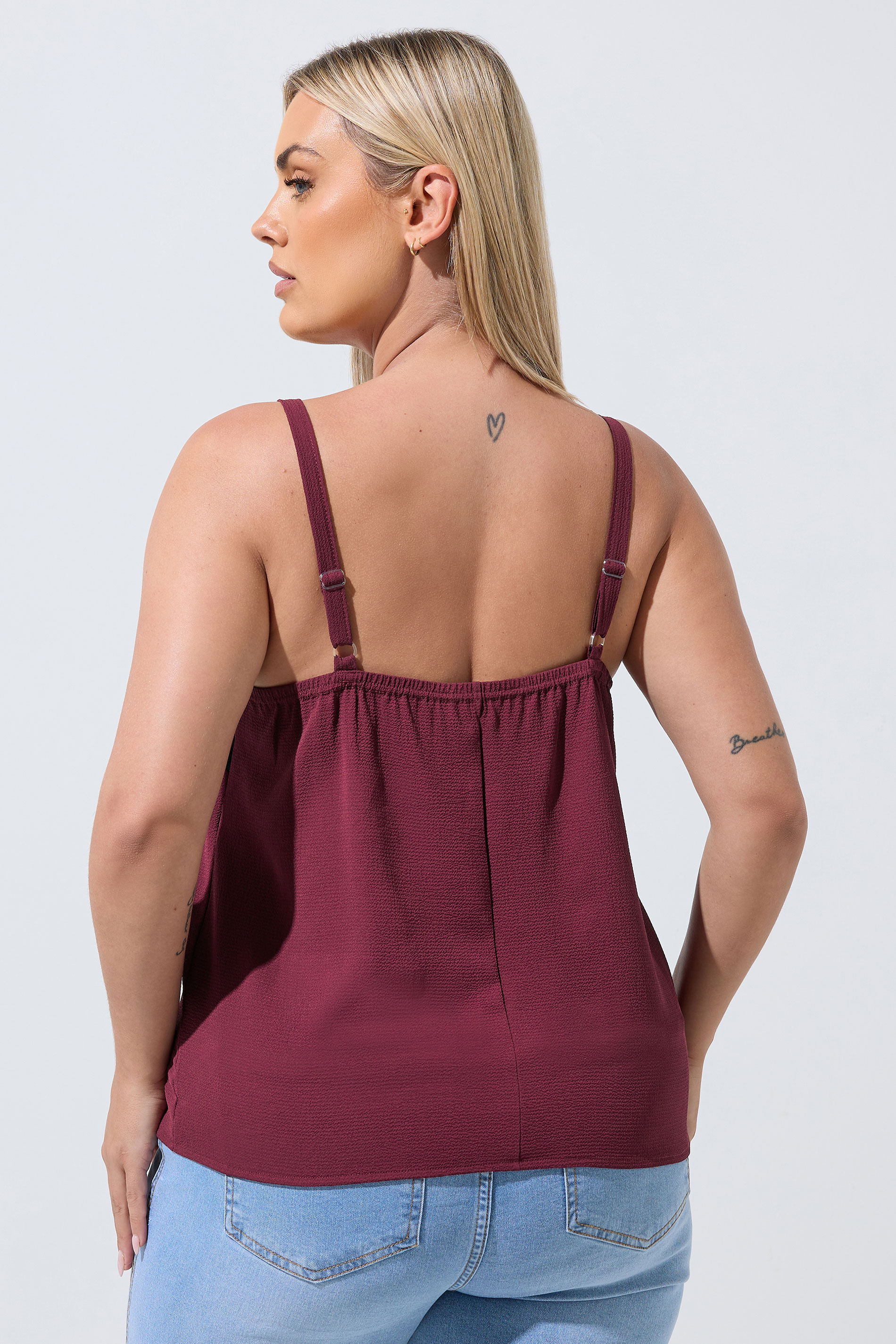 LIMITED COLLECTION Plus Size Burgundy Red Lace Vest Top | Yours Clothing 2