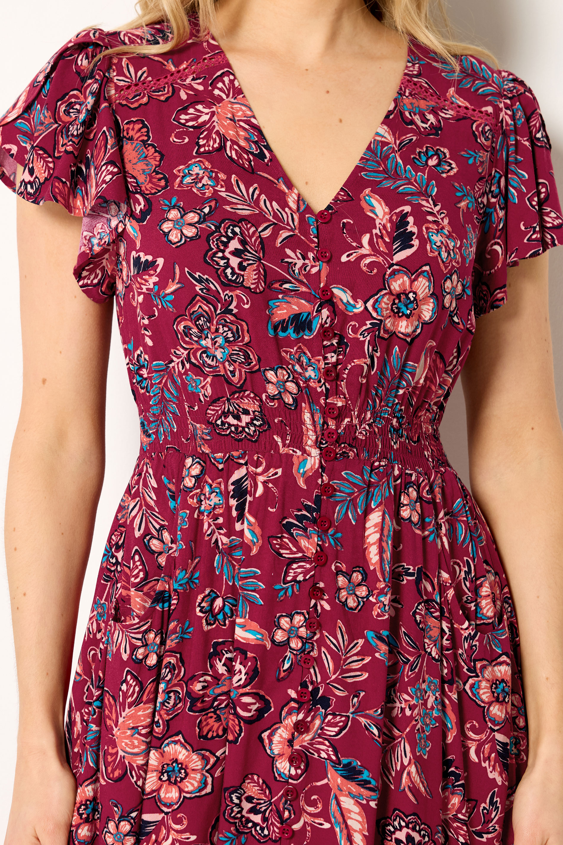 LTS Tall Women's Red Floral Print Button Maxi Dress | Long Tall Sally 5