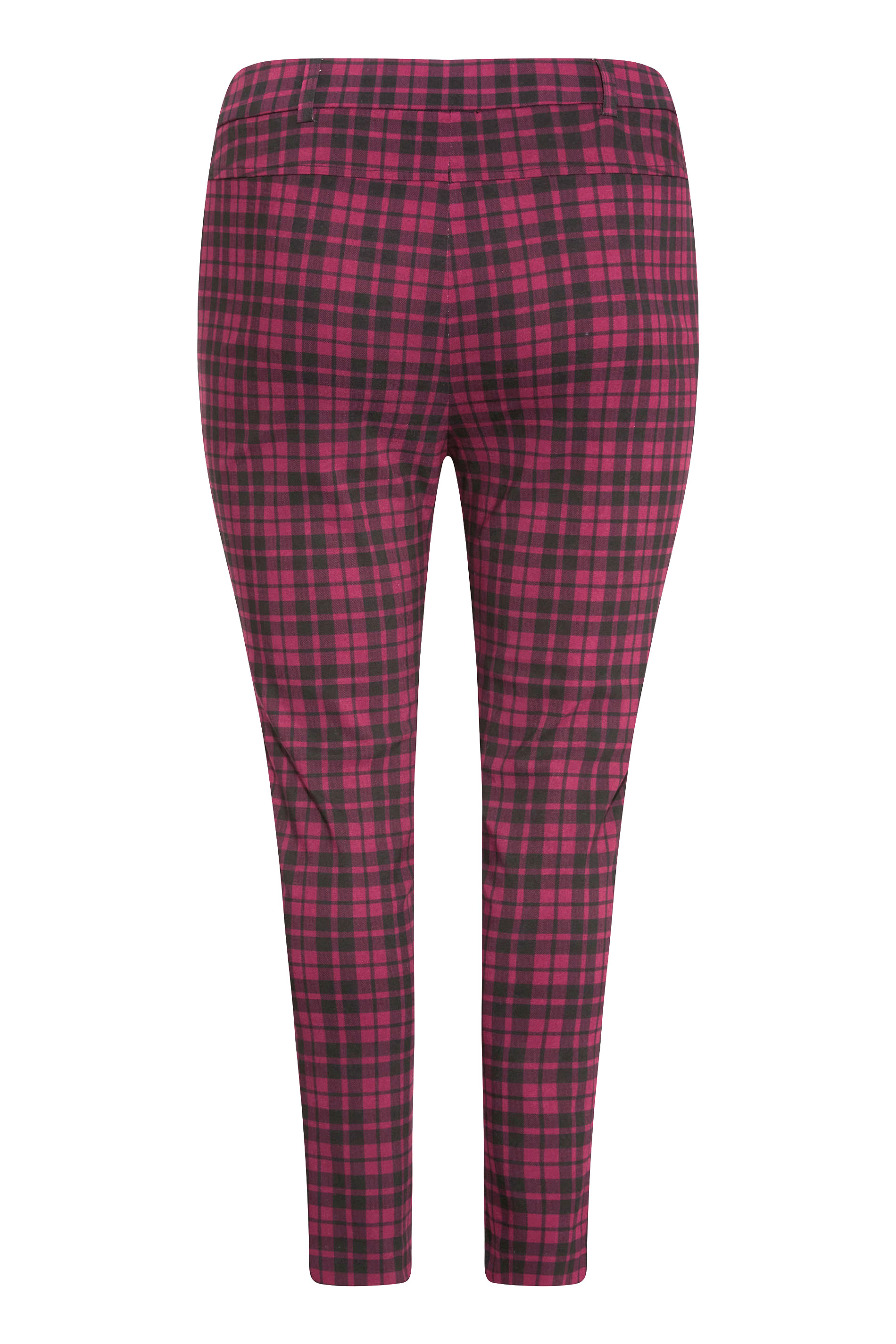 Plus Size Berry Red Bengaline Check Trousers | Yours Clothing