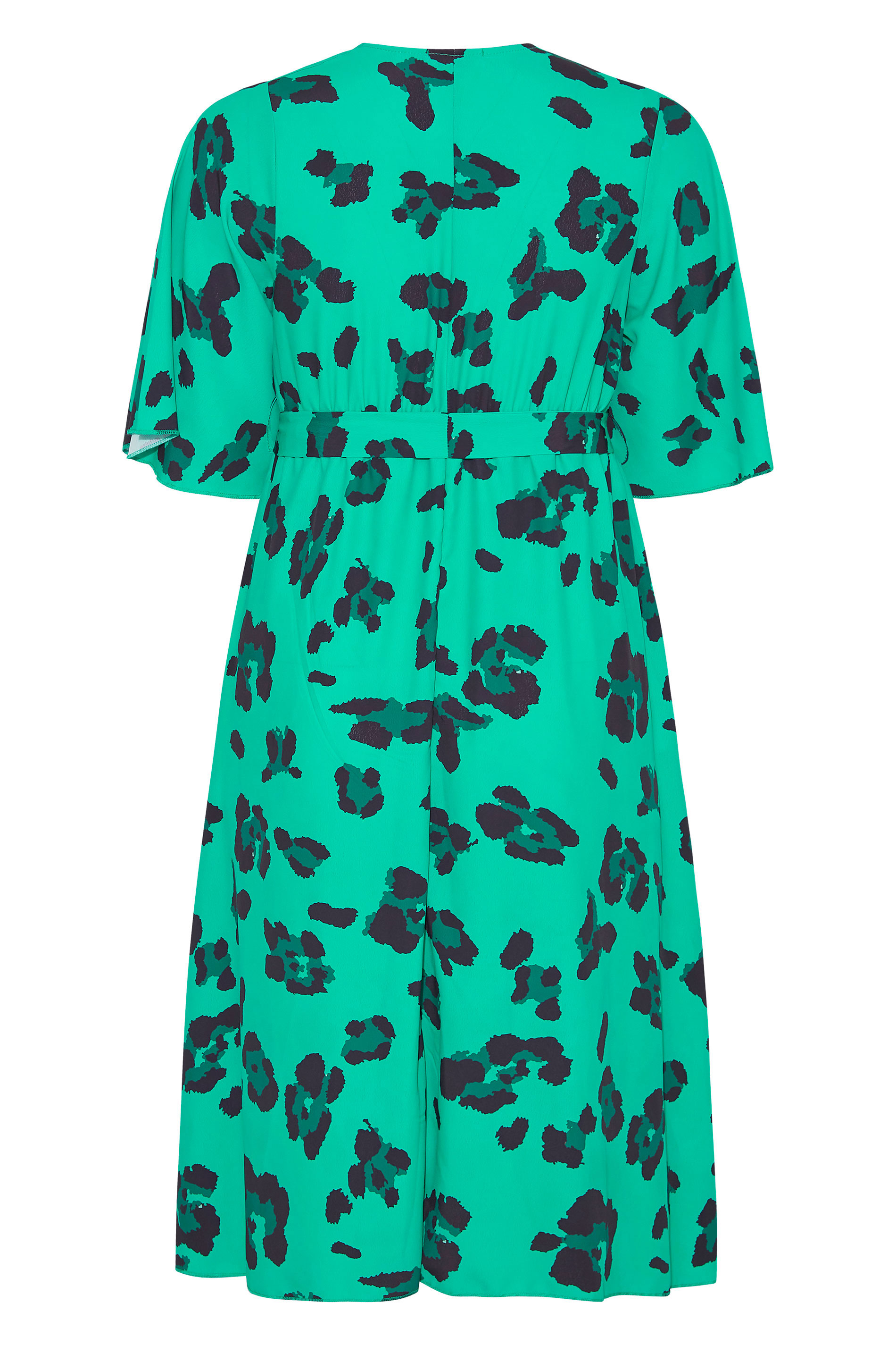 Robes Grande Taille Grande taille  Robes Portefeuilles | YOURS LONDON - Robe Verte Léopard Style Portefeuille - XL89952