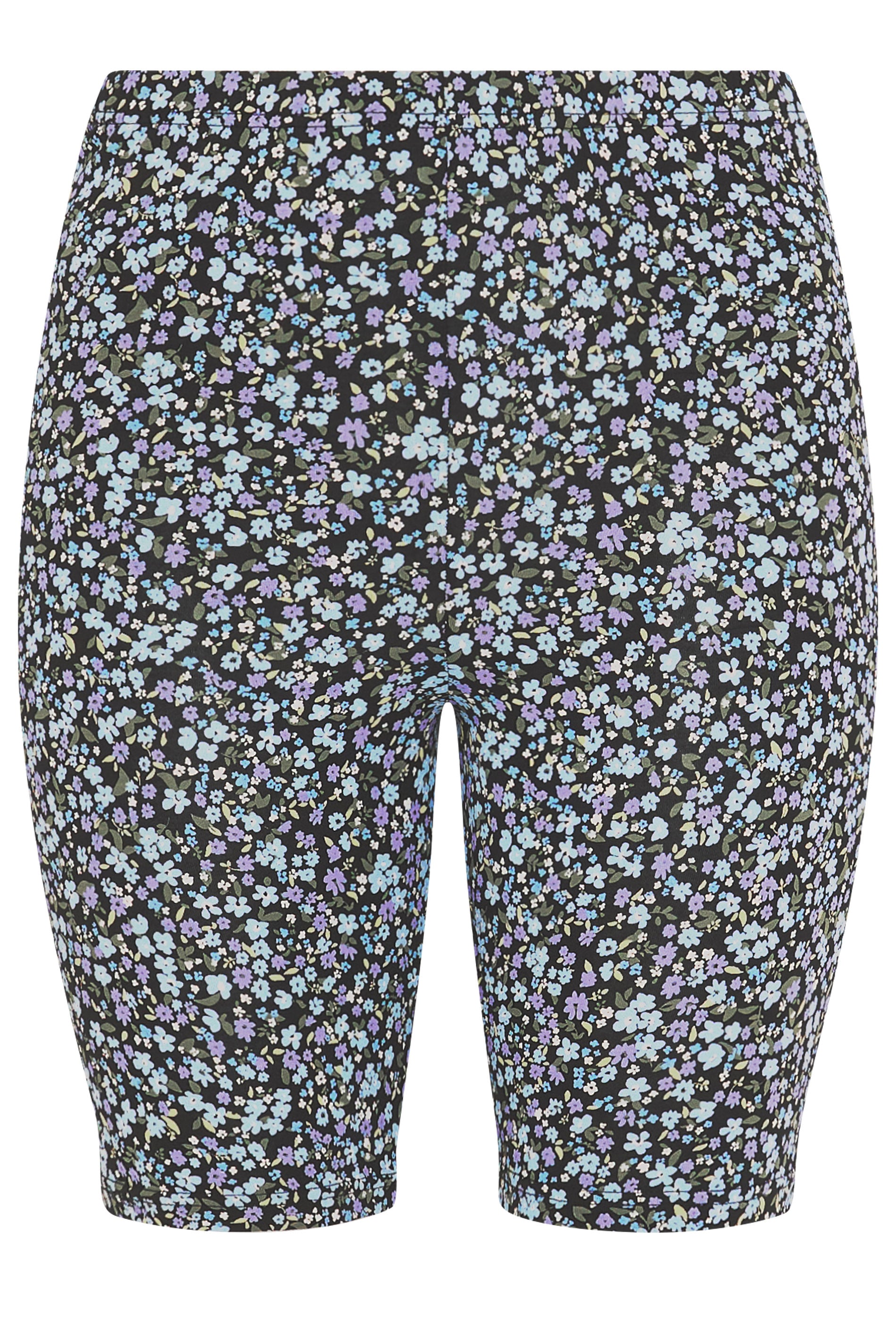 YOURSET 2 PACK Plus Size Black Ditsy Floral Cycling Shorts | Yours Clothing 9