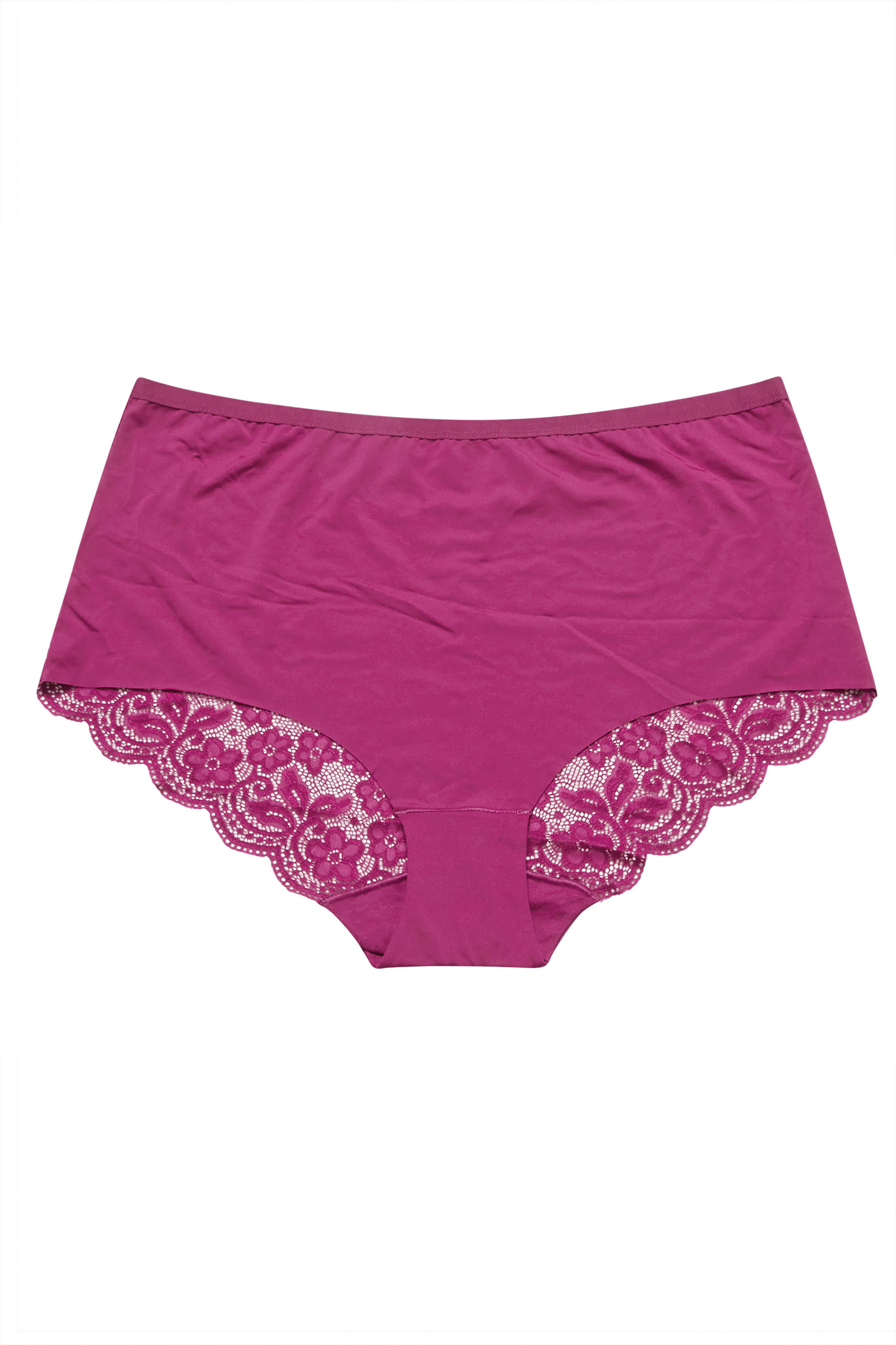 YOURS 3 PACK Plus Size Pink & Black Lace Back Full Briefs | Yours Clothing 2