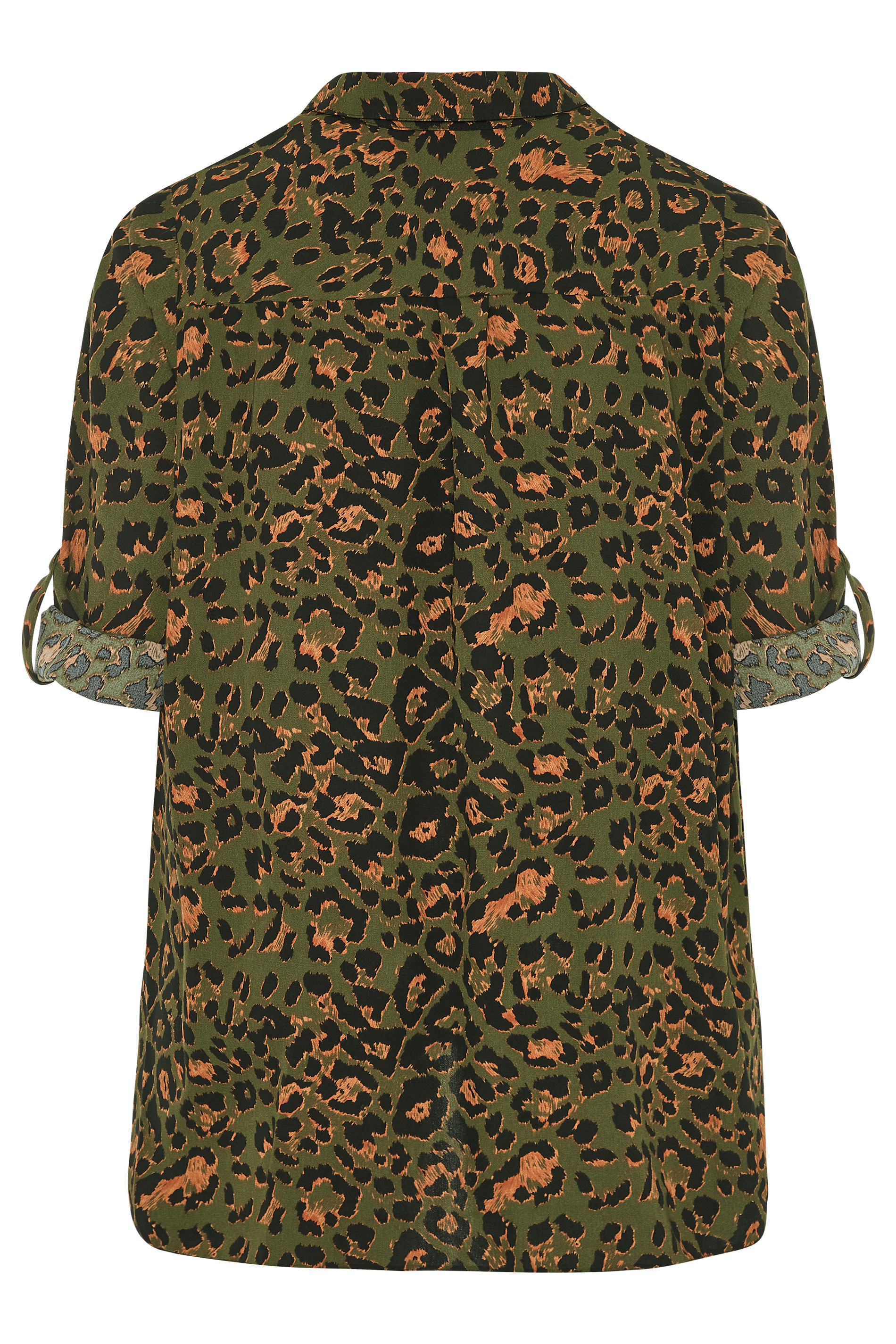 Khaki Leopard Print Longline Shirt | Yours Clothing