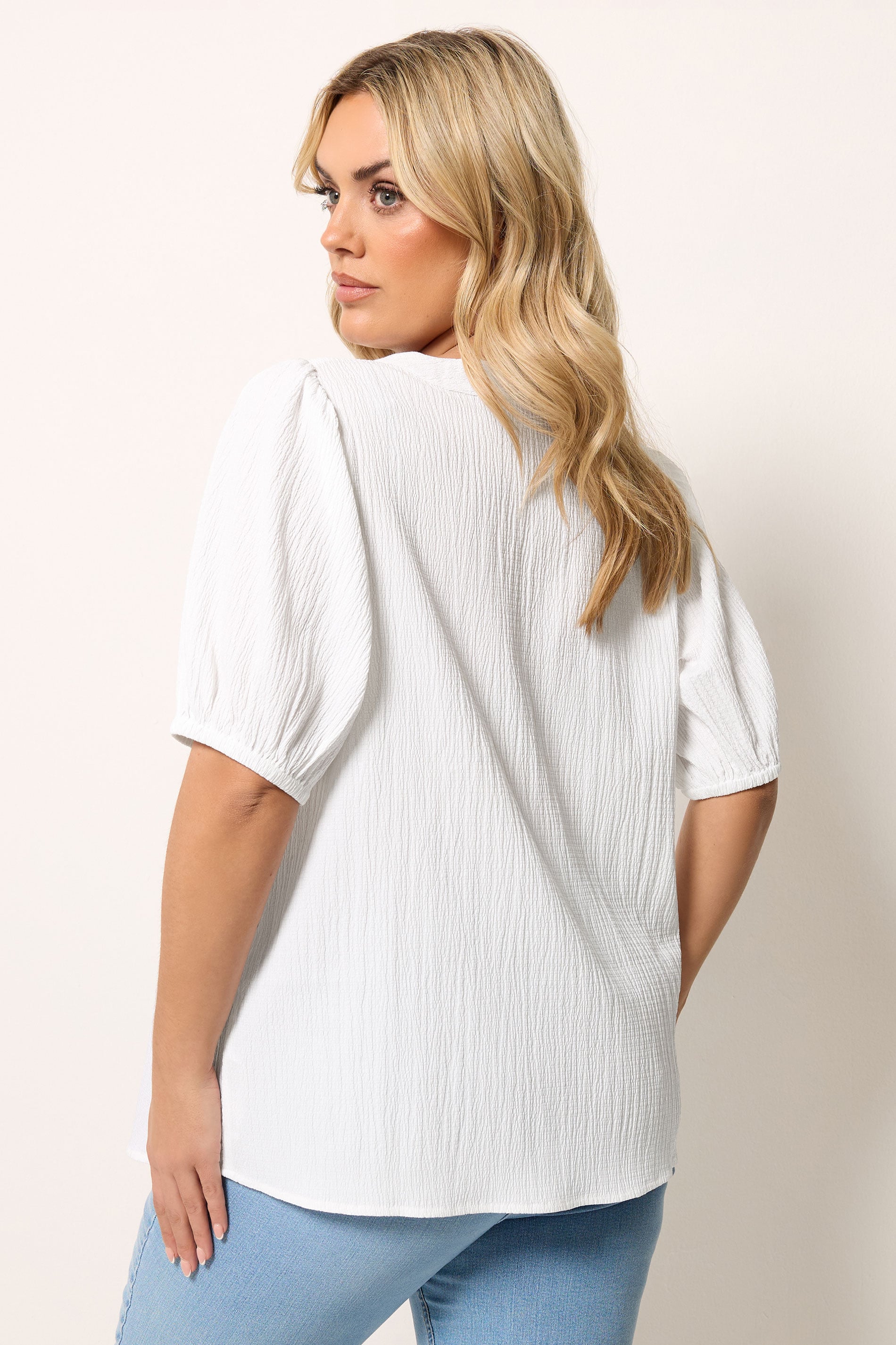 YOURS Plus Size White Textured Blouse | Yours Clothing 2