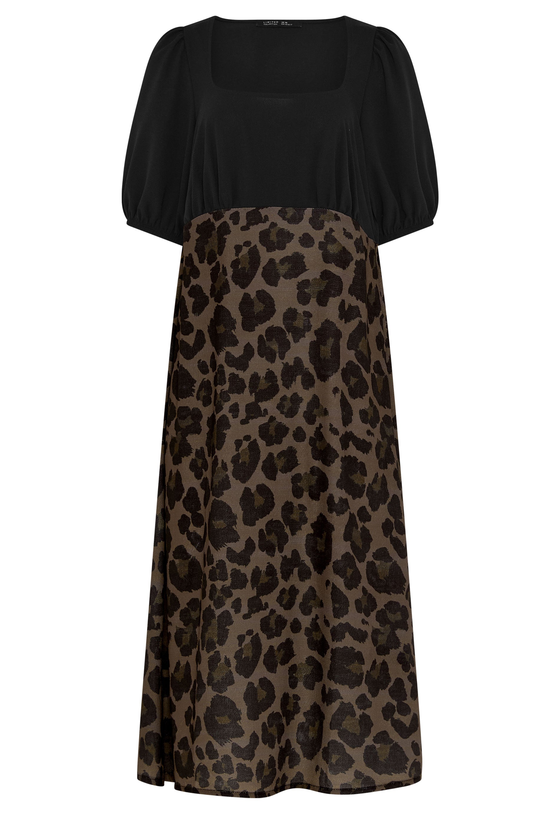 LIMITED COLLECTION Plus Size Brown Leopard Print Mixed Dress | Yours Clothing 5