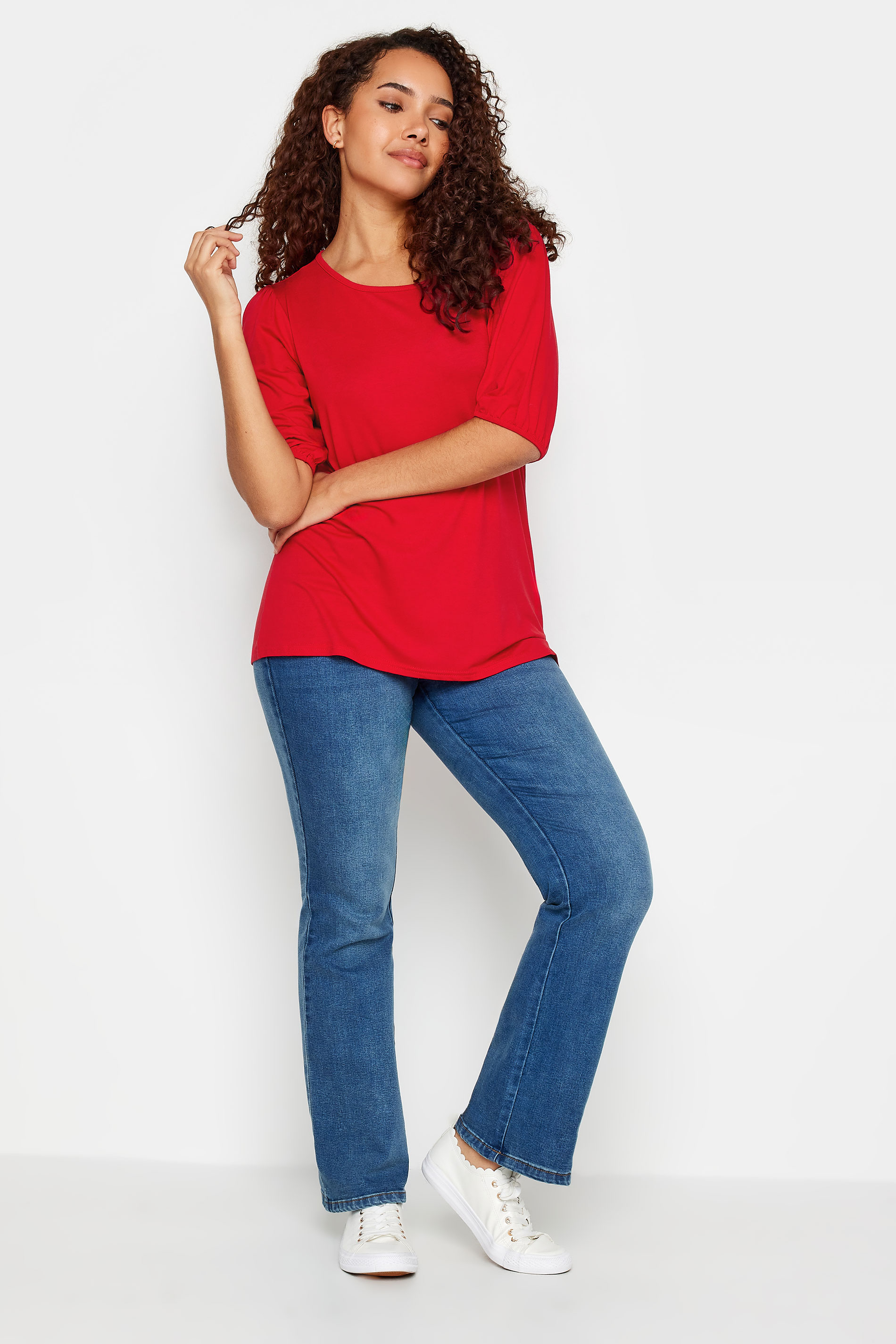 M&Co Red Balloon Sleeve Top | M&Co 2