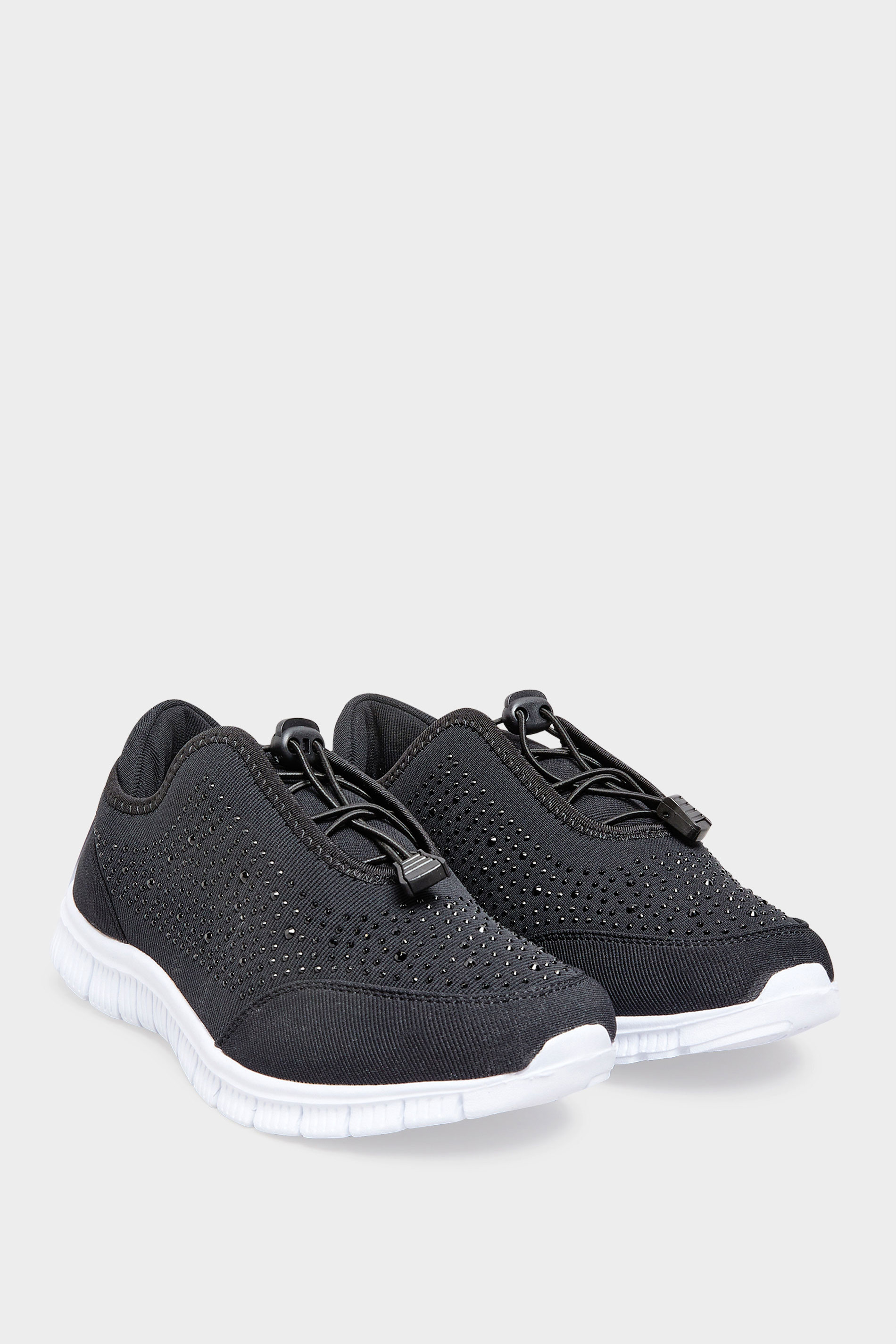 Black Embellished Trainers In Wide E Fit & Extra Wide EEE Fit | Yours Clothing 2