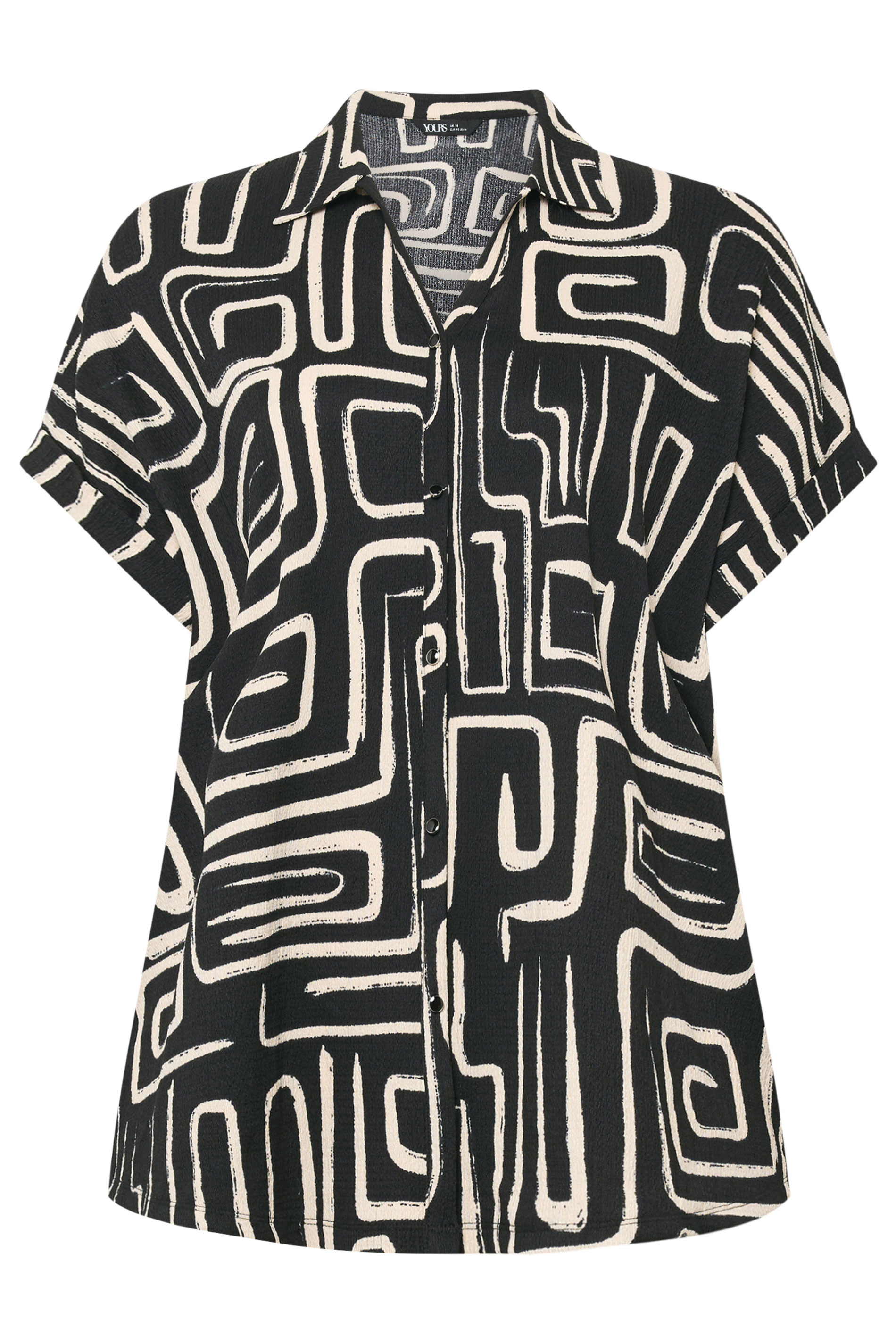 YOURS Plus Size Black Abstract Textured Boxy Top | Yours Clothing 5