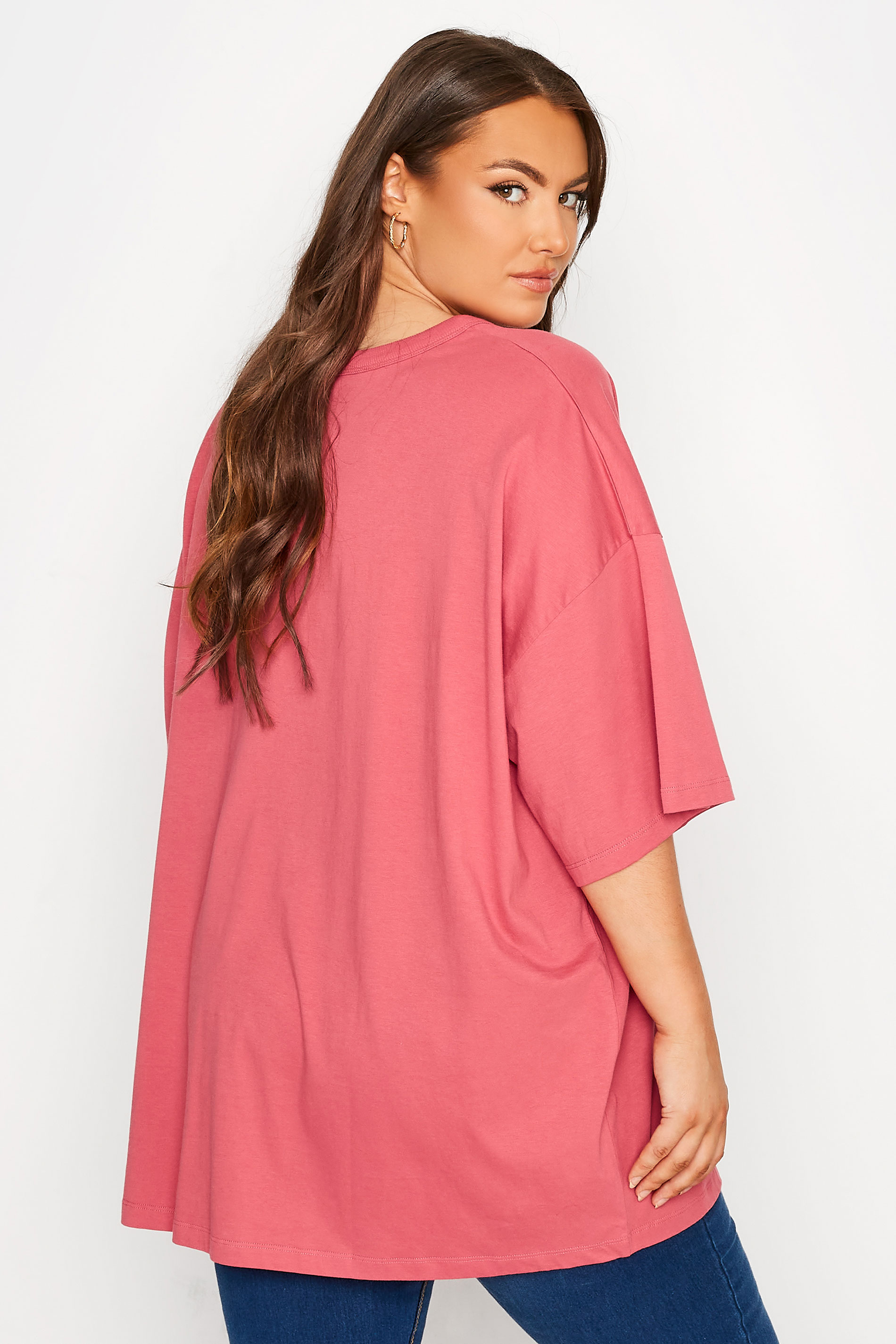 Plus Size Rose Pink Oversized Boxy T-Shirt | Yours Clothing 3