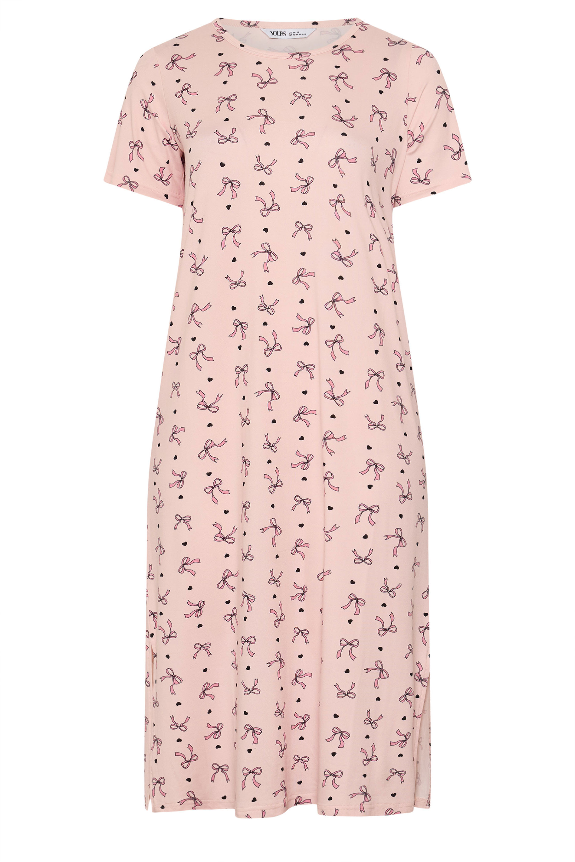 YOURSET Plus Size 2 PACK Pink Bow & Heart Print Midaxi Nightdresses | Yours Clothing 9