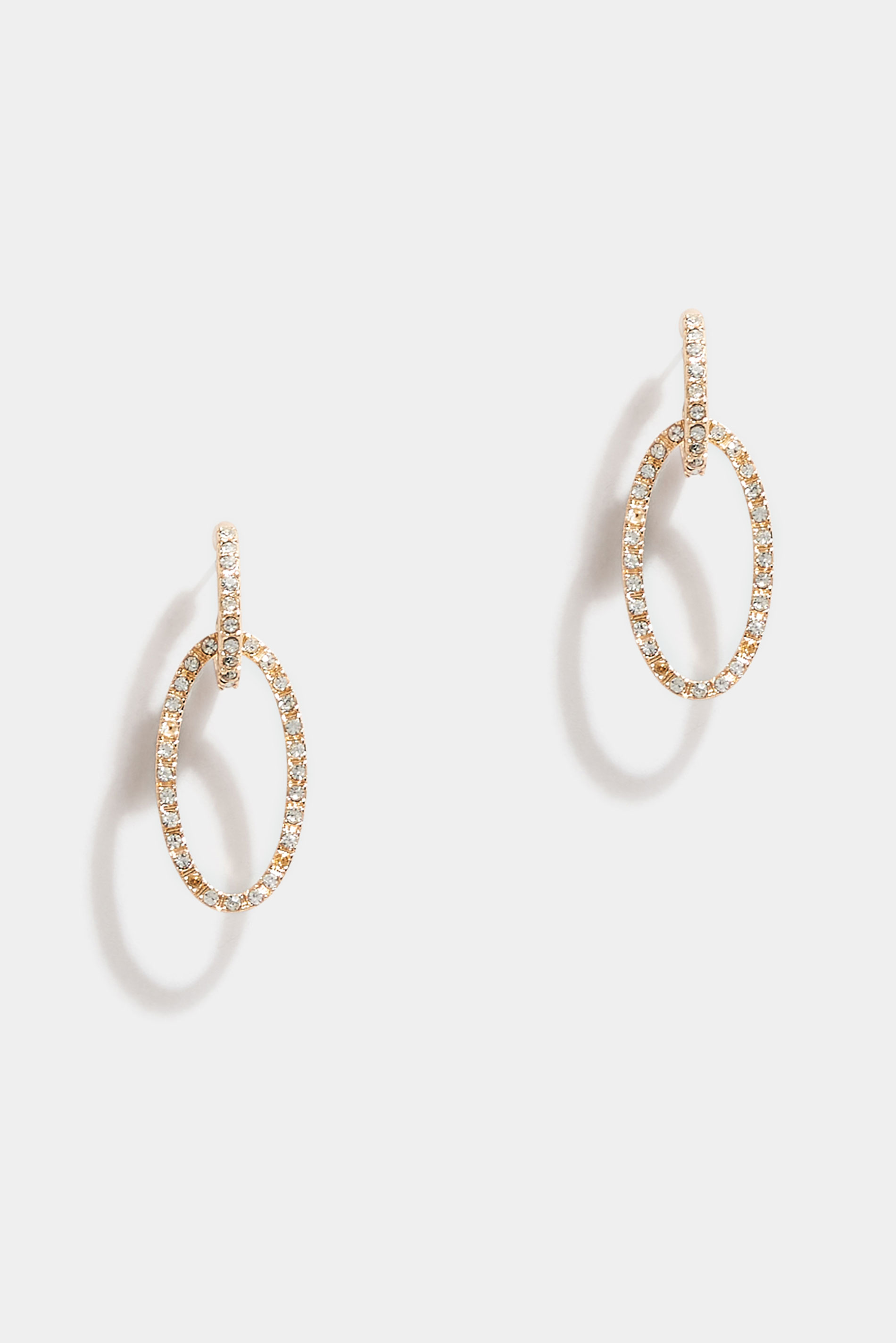 Gold Tone Diamante Hoop Link Earrings 1