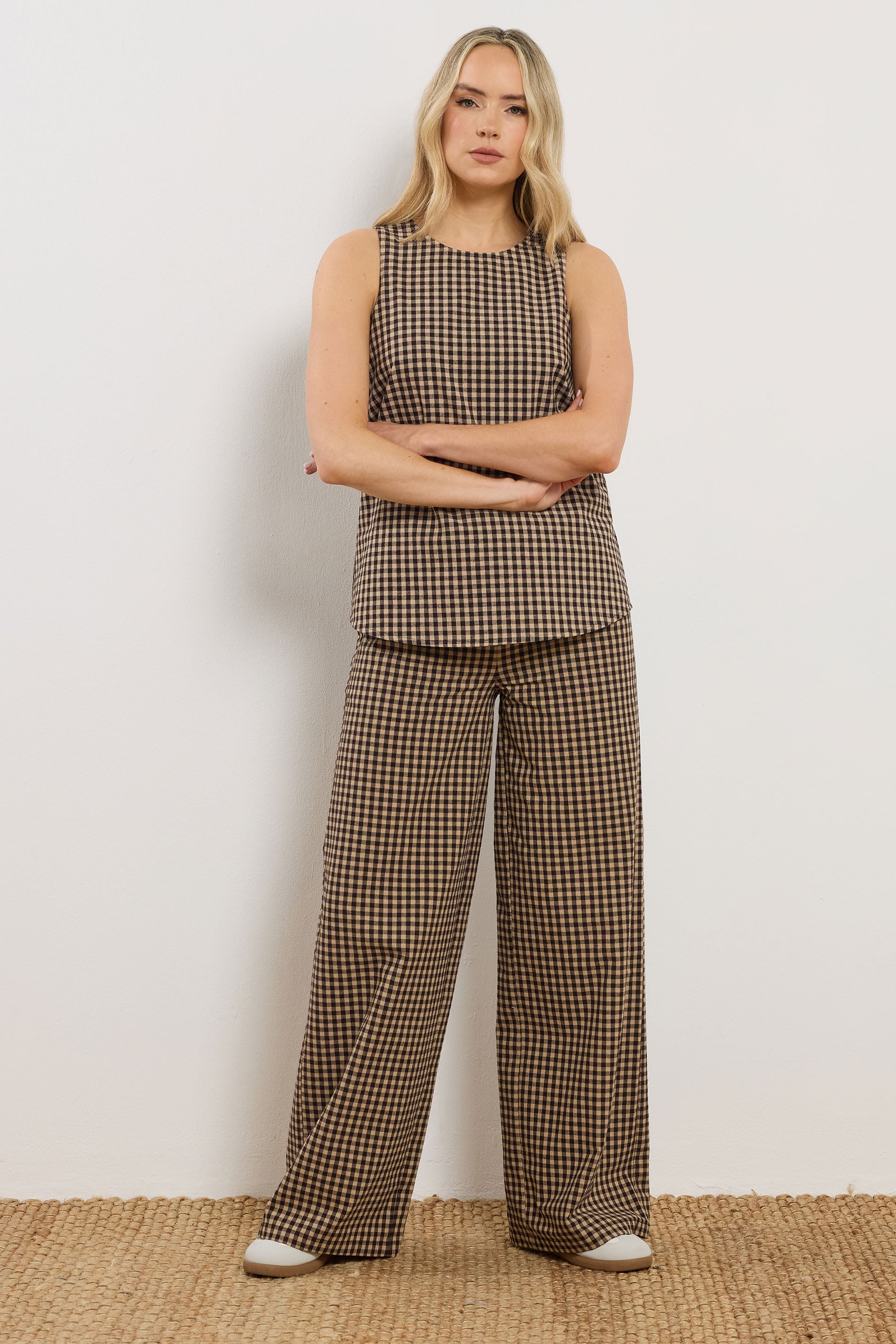LTS Tall Women's Brown Gingham Print Vest Top | Long Tall Sally 2