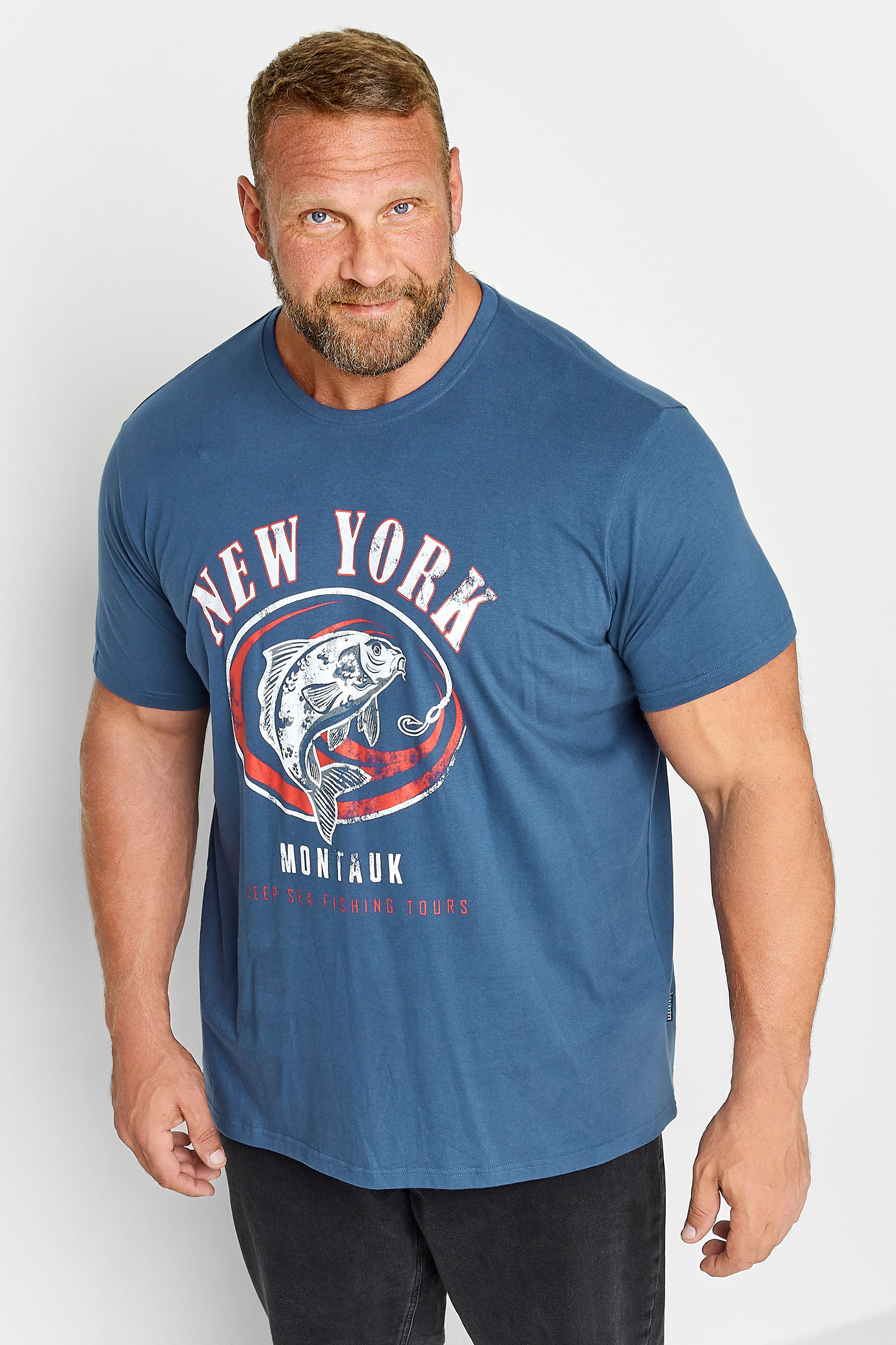 BadRhino Big & Tall Blue 'New York' Fishing Print T-Shirt | BadRhino 2
