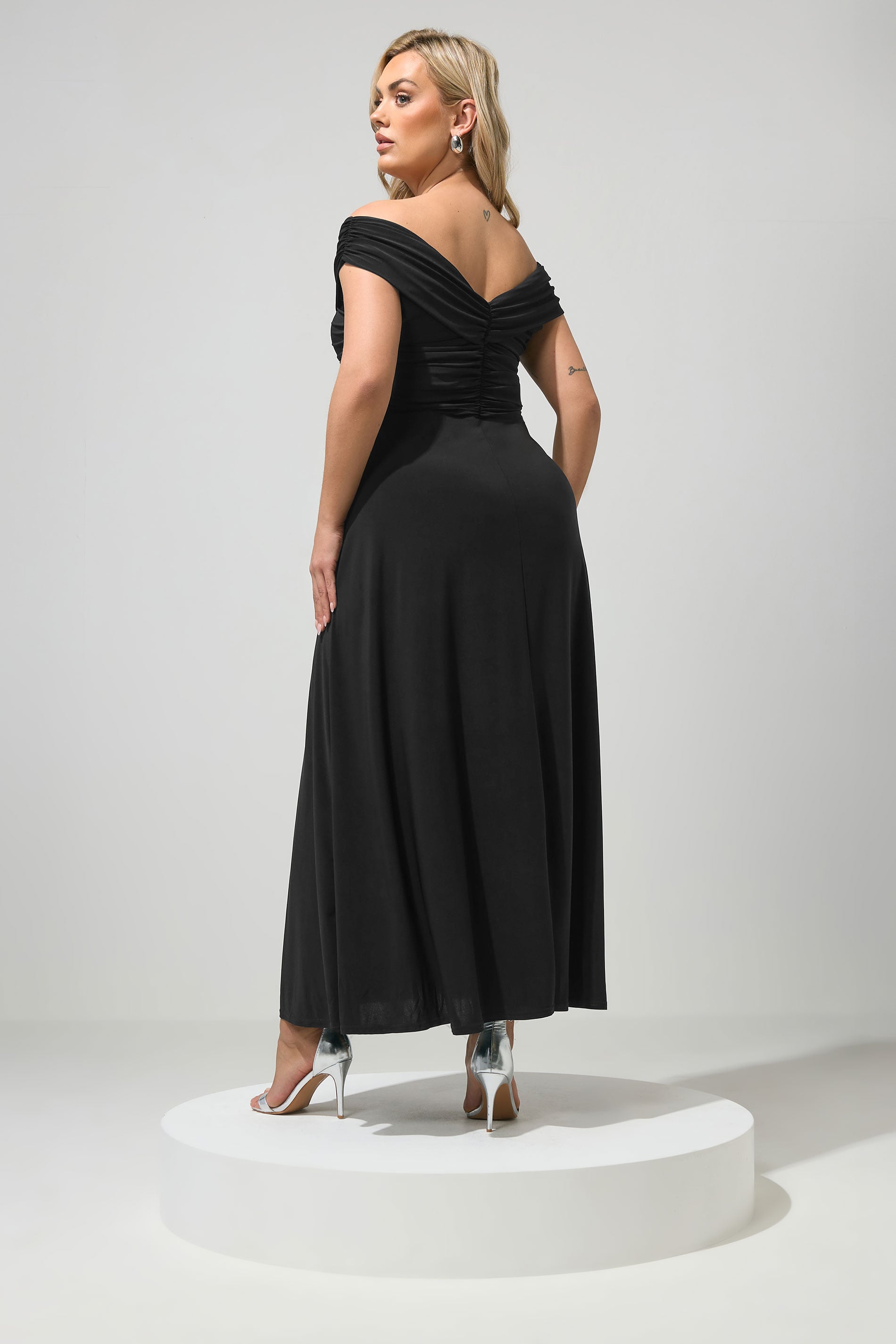 YOURS LONDON Curve Black Gathered Front Maxi Dress | Yours Clothing  2