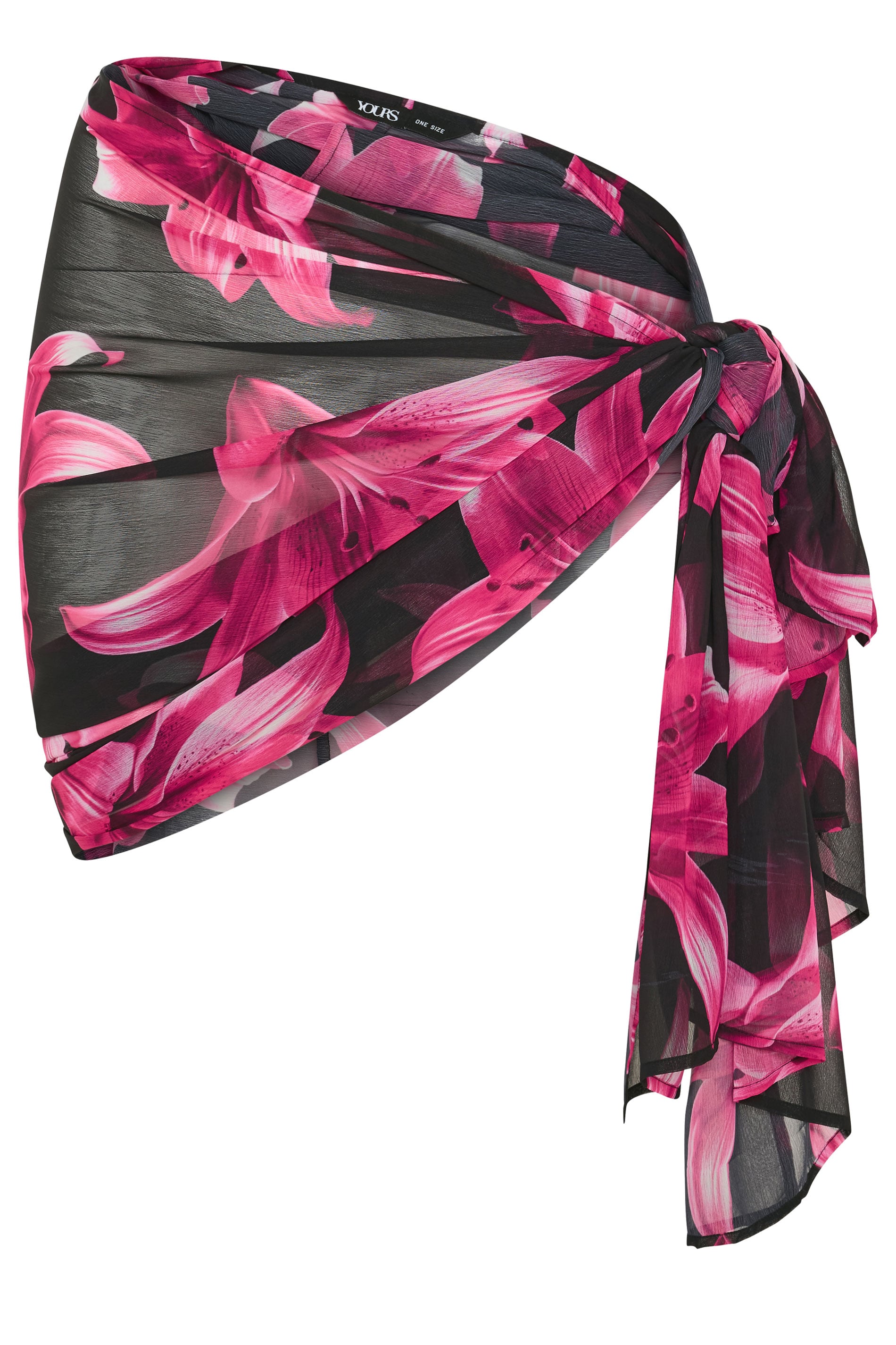 YOURS Plus Size Pink Floral Wrap Beach Sarong | Yours Clothing 5