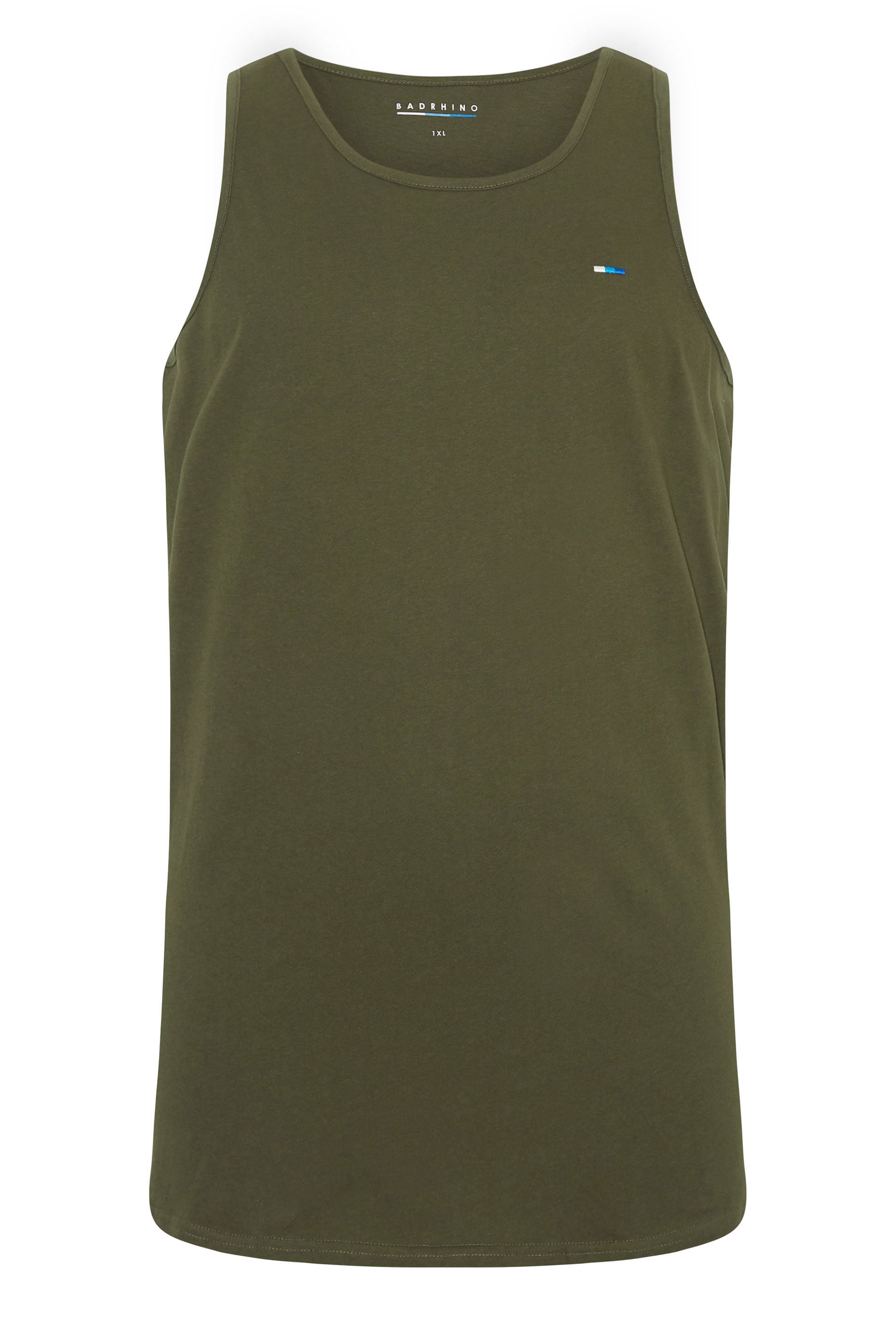 BadRhino Big & Tall 5 Pack Grey/Green/White/Navy/Black Extra Long Plain Vest Top | BadRhino 10