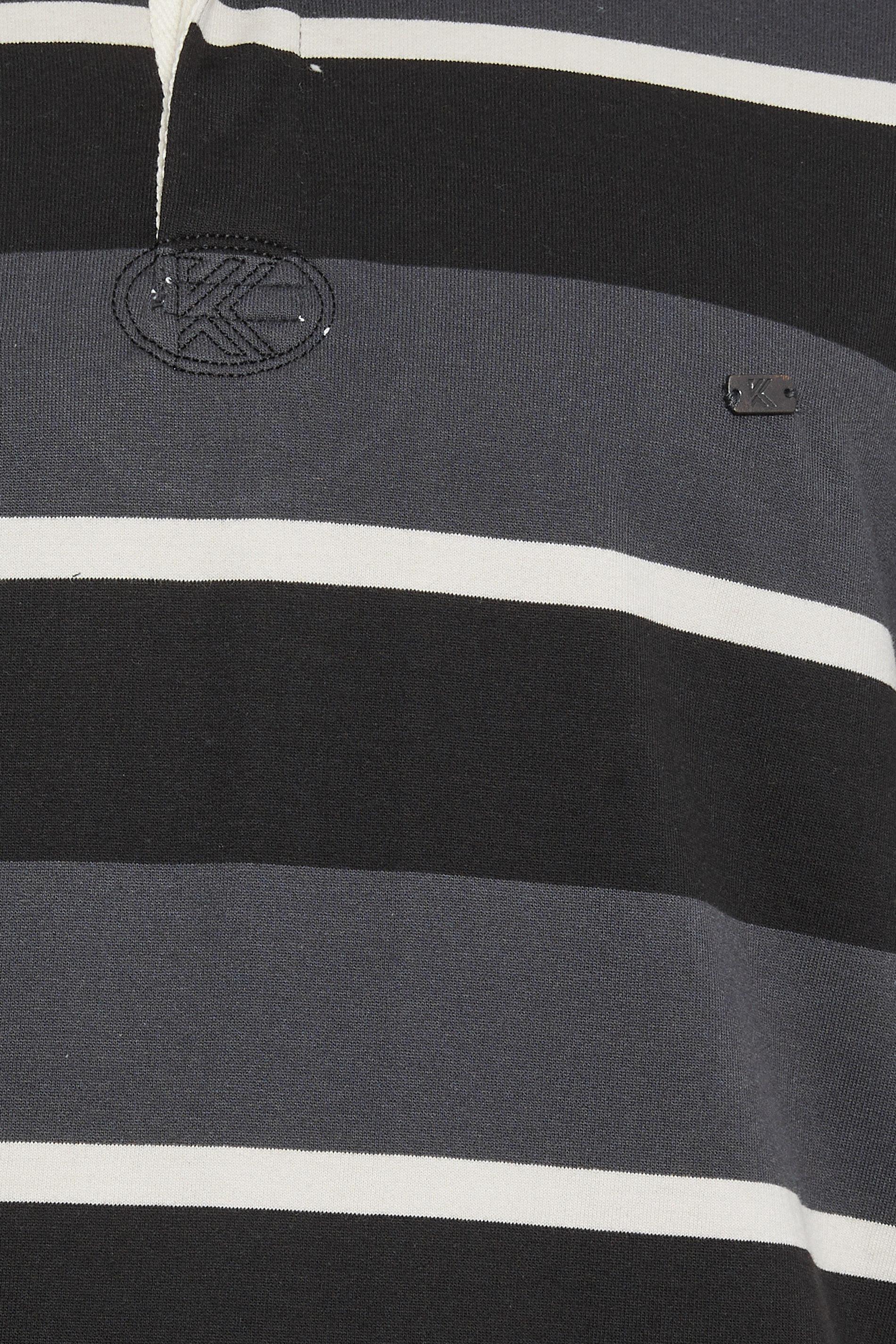 KAM Big & Tall Charcoal Grey Striped Rugby Polo Shirt | BadRhino 2
