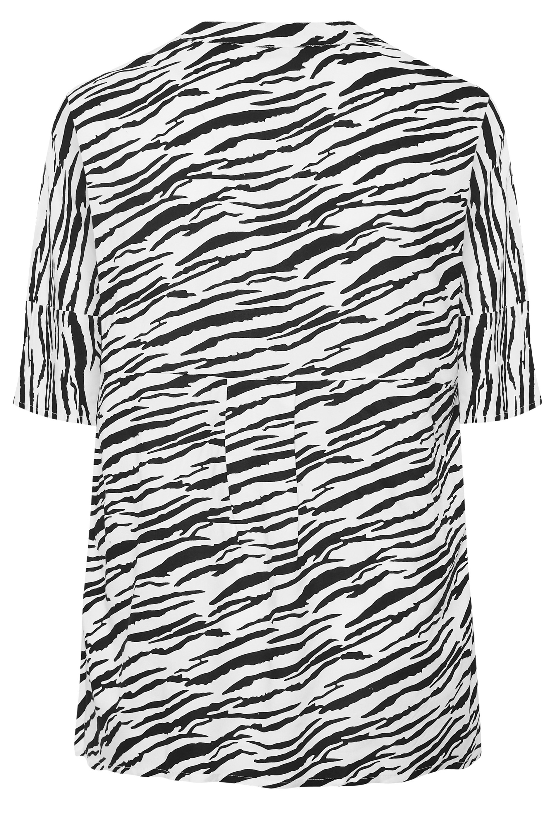 YOURS Curve Plus Size White Zebra Print Pleat Front Top | Yours Clothing