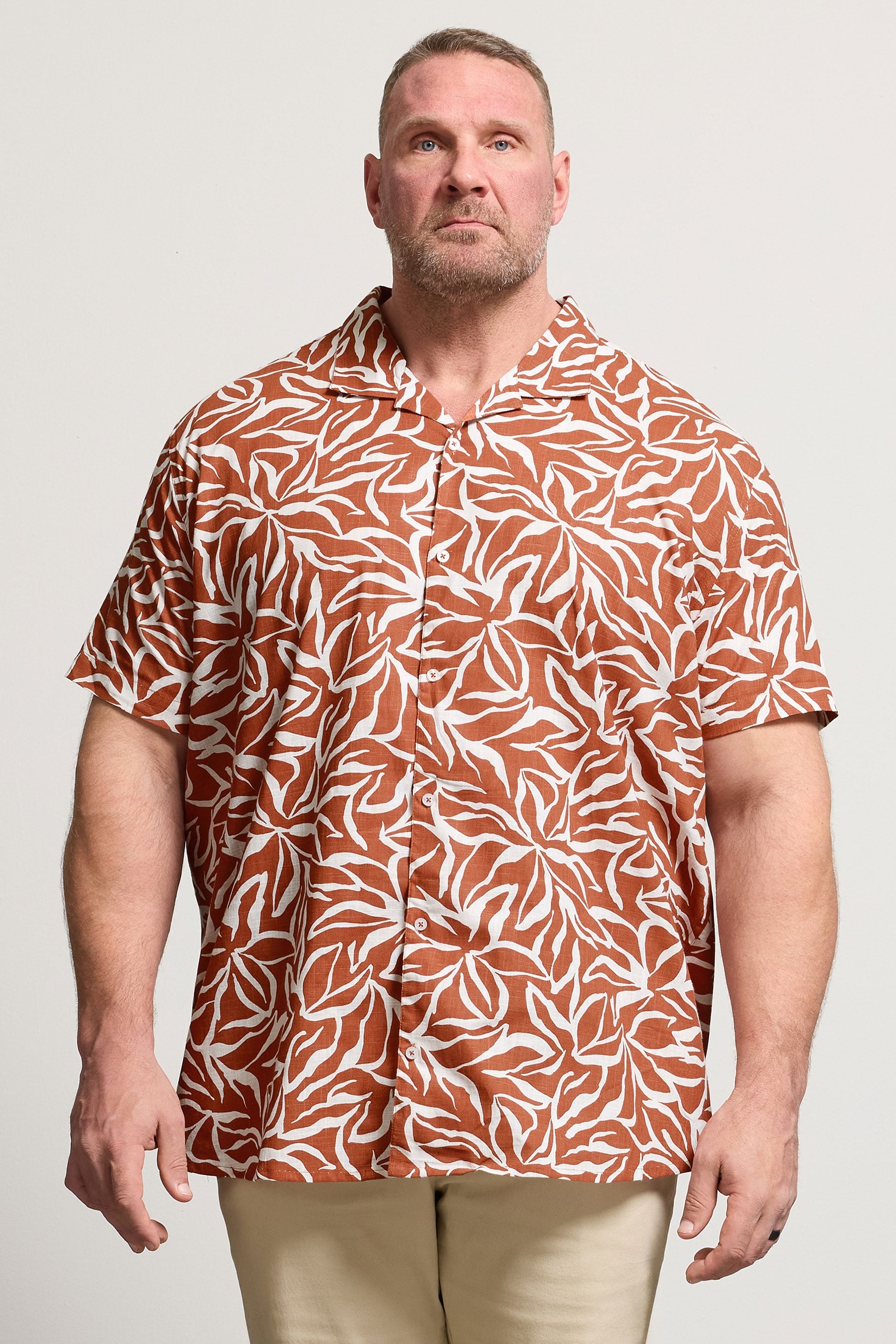 BadRhino Big & Tall Clay Orange Leaf Print Shirt | BadRhino 1