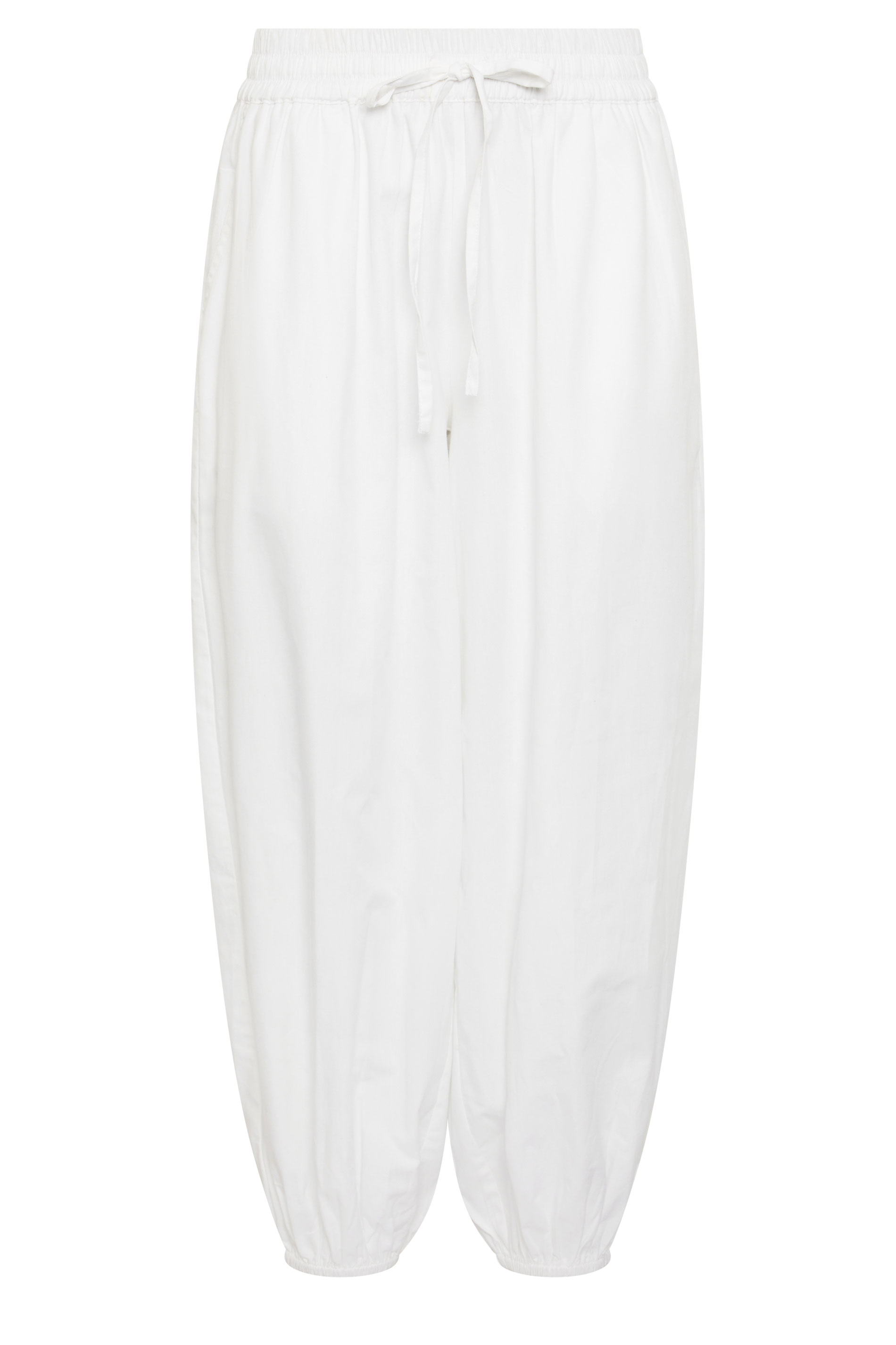 PixieGirl Petite Women's White Cotton Poplin Barrel Leg Trousers | PixieGirl 5