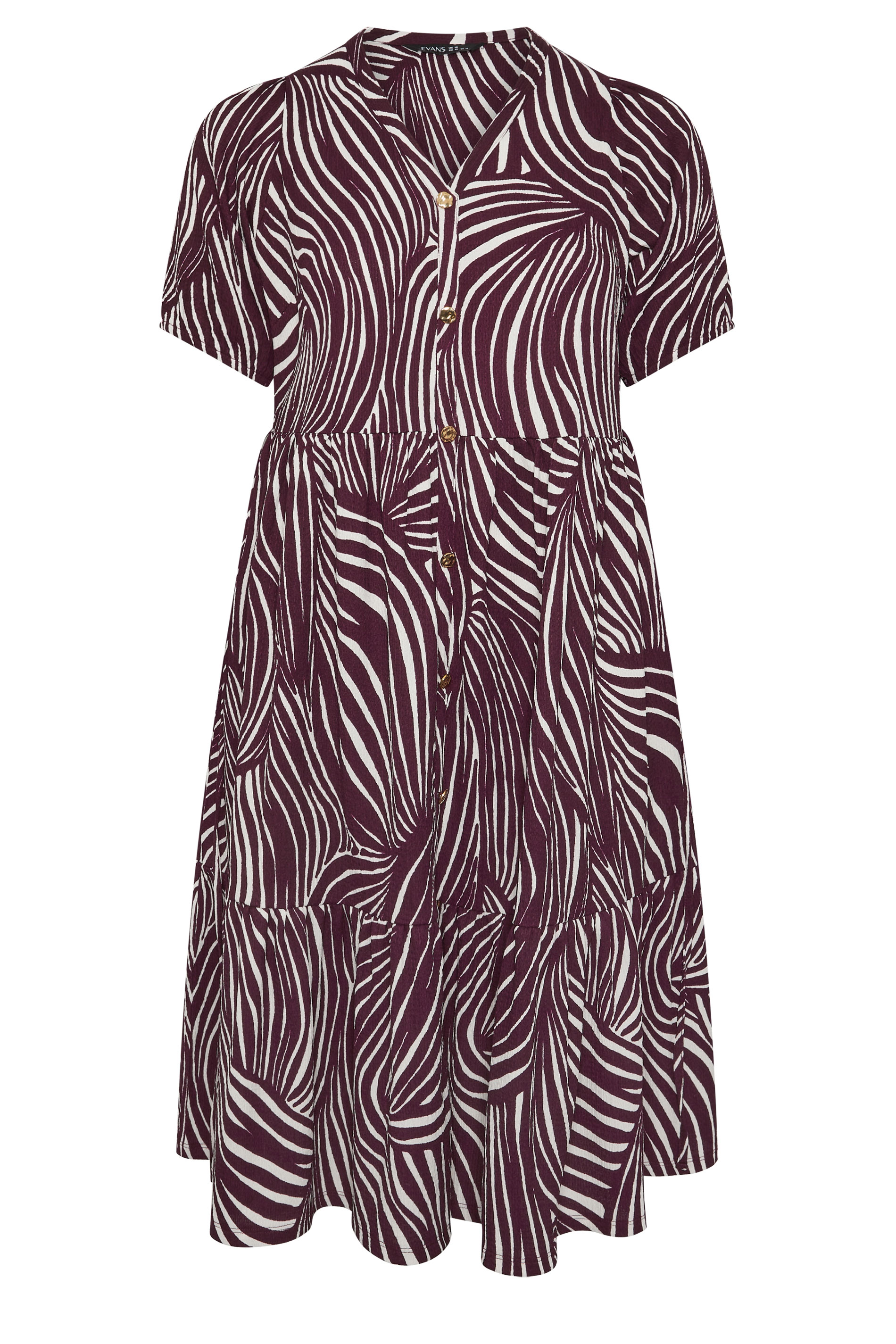 EVANS Plus Size Berry Red Button Through Dress | Evans 5