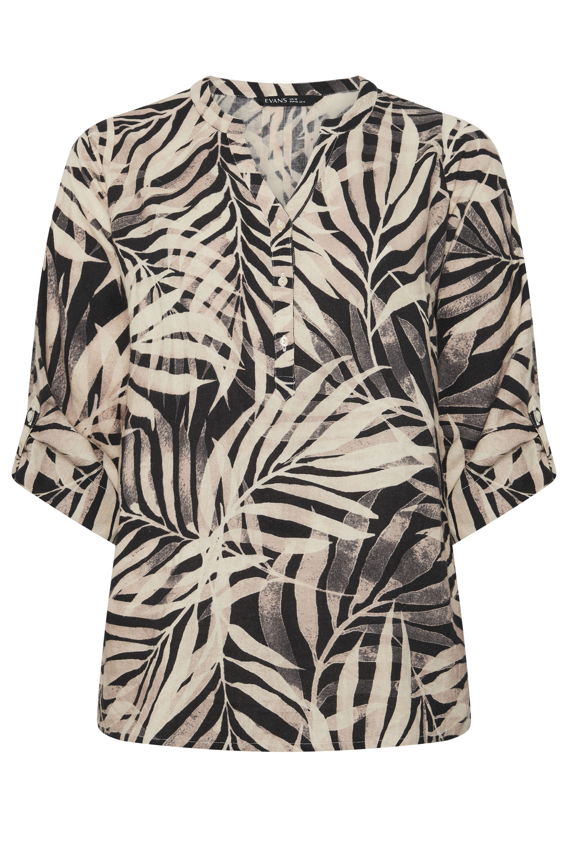 EVANS Plus Size Black Mono Palm Print Top | Evans 7