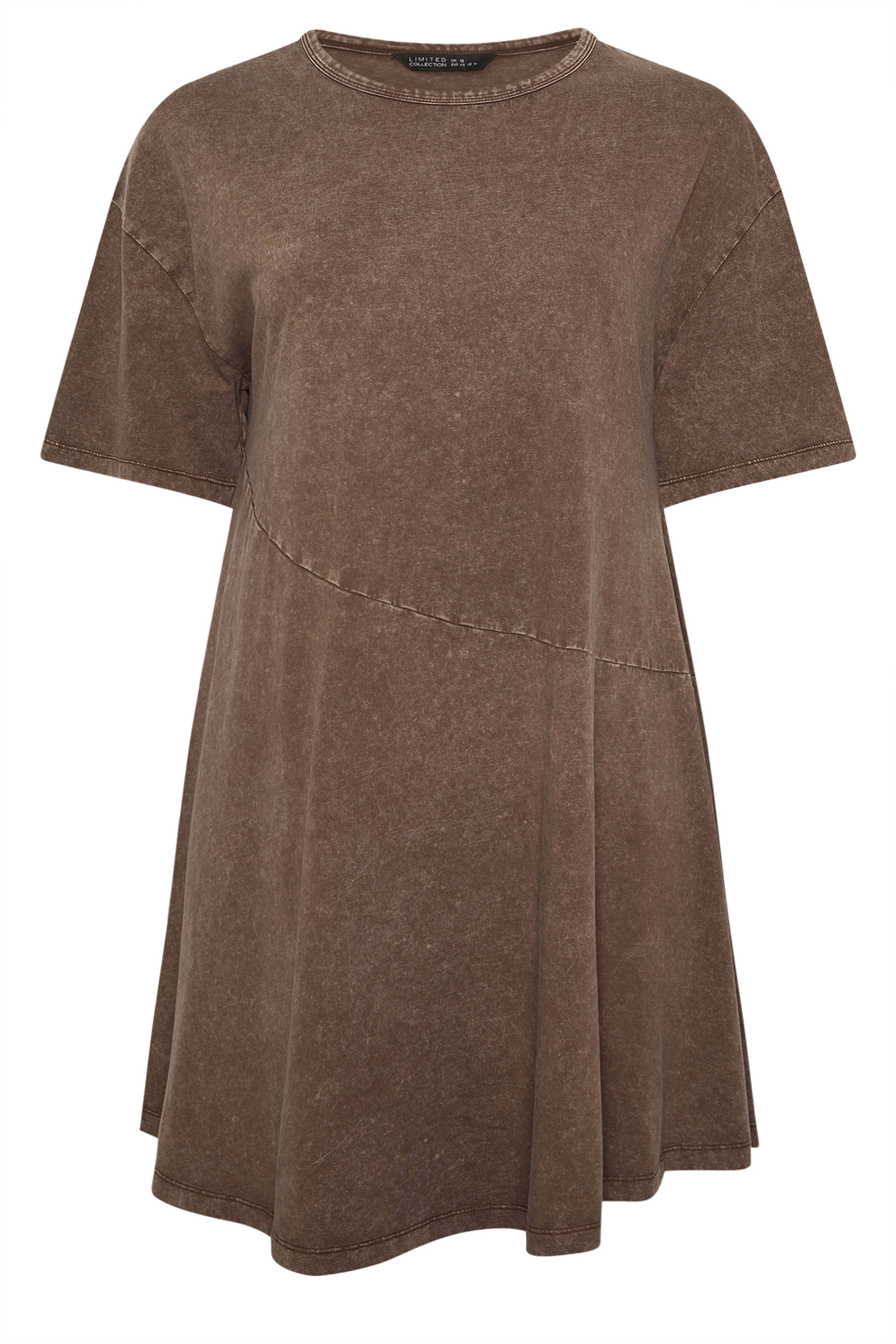 LIMITED COLLECTION Plus Size Chocolate Brown Acid Wash Dress | Yours Clothing 5