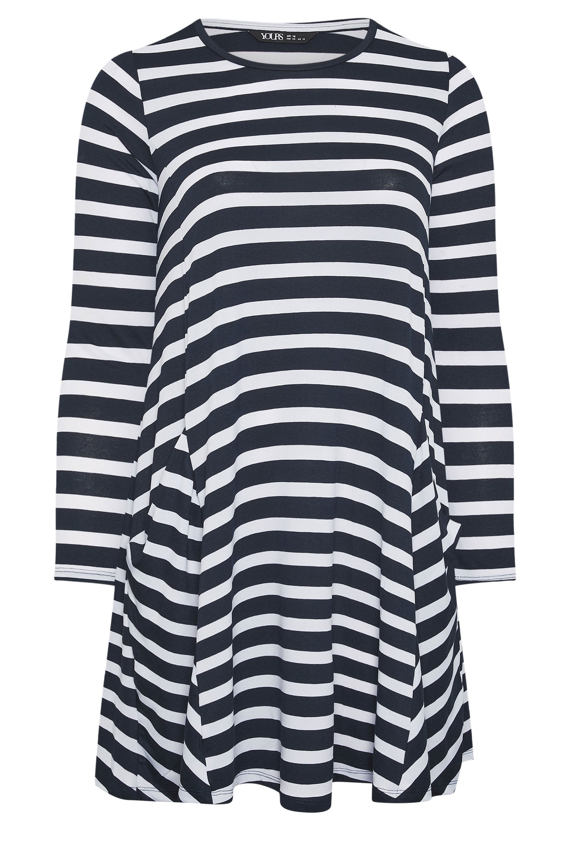 YOURS Plus Size Black Stripe Drape Pocket Dress | Yours Clothing 5
