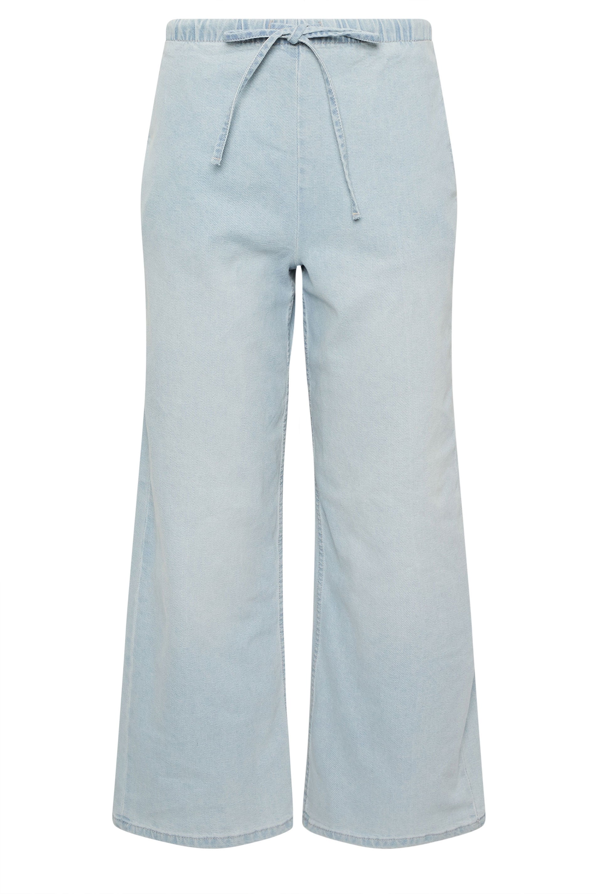 PixieGirl Petite Women's Light Blue Washed Denim Pull-On Wide Leg Jeans | PixieGirl 5