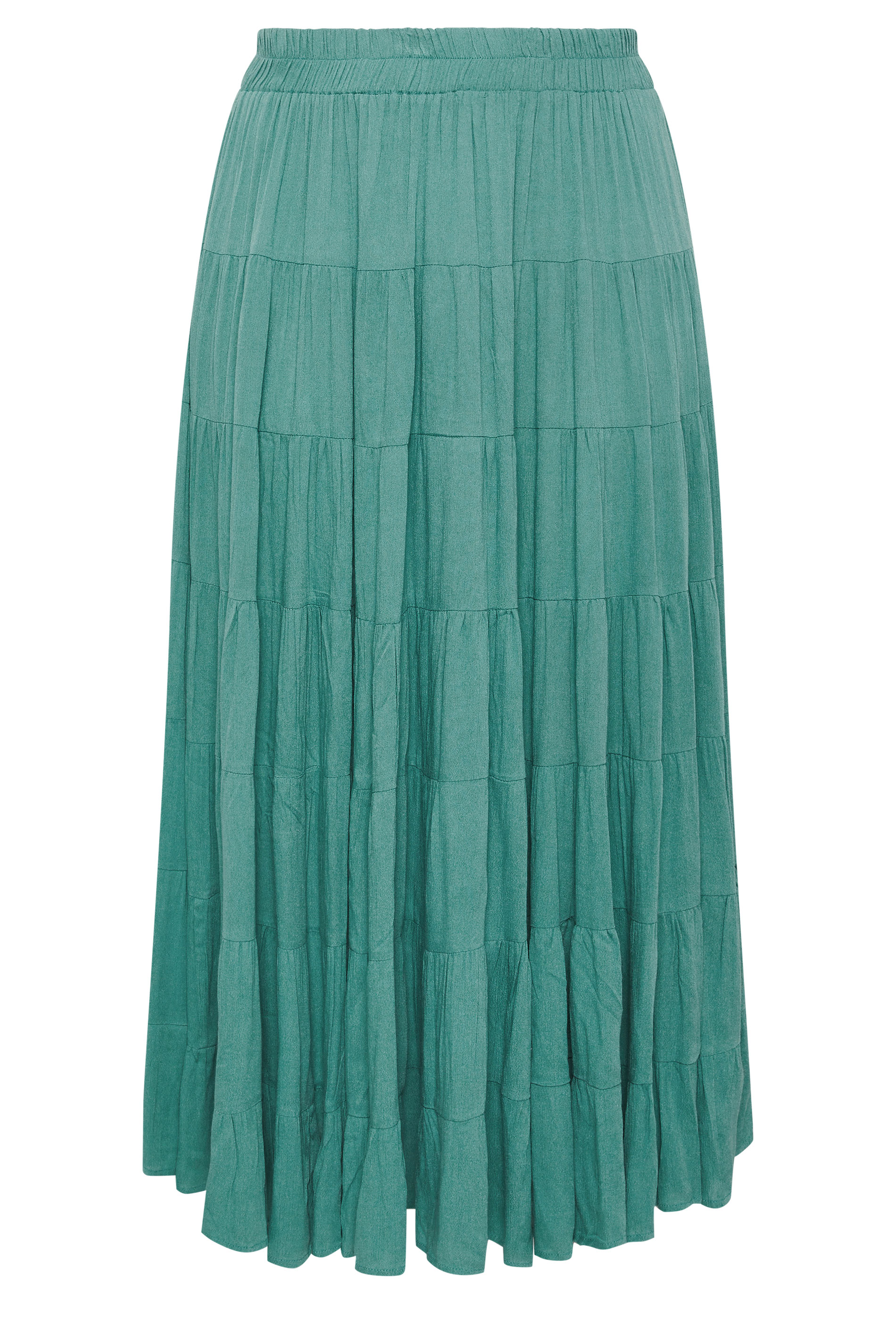 YOURS Plus Size Teal Green Tiered Maxi Skirt | Yours Clothing 5