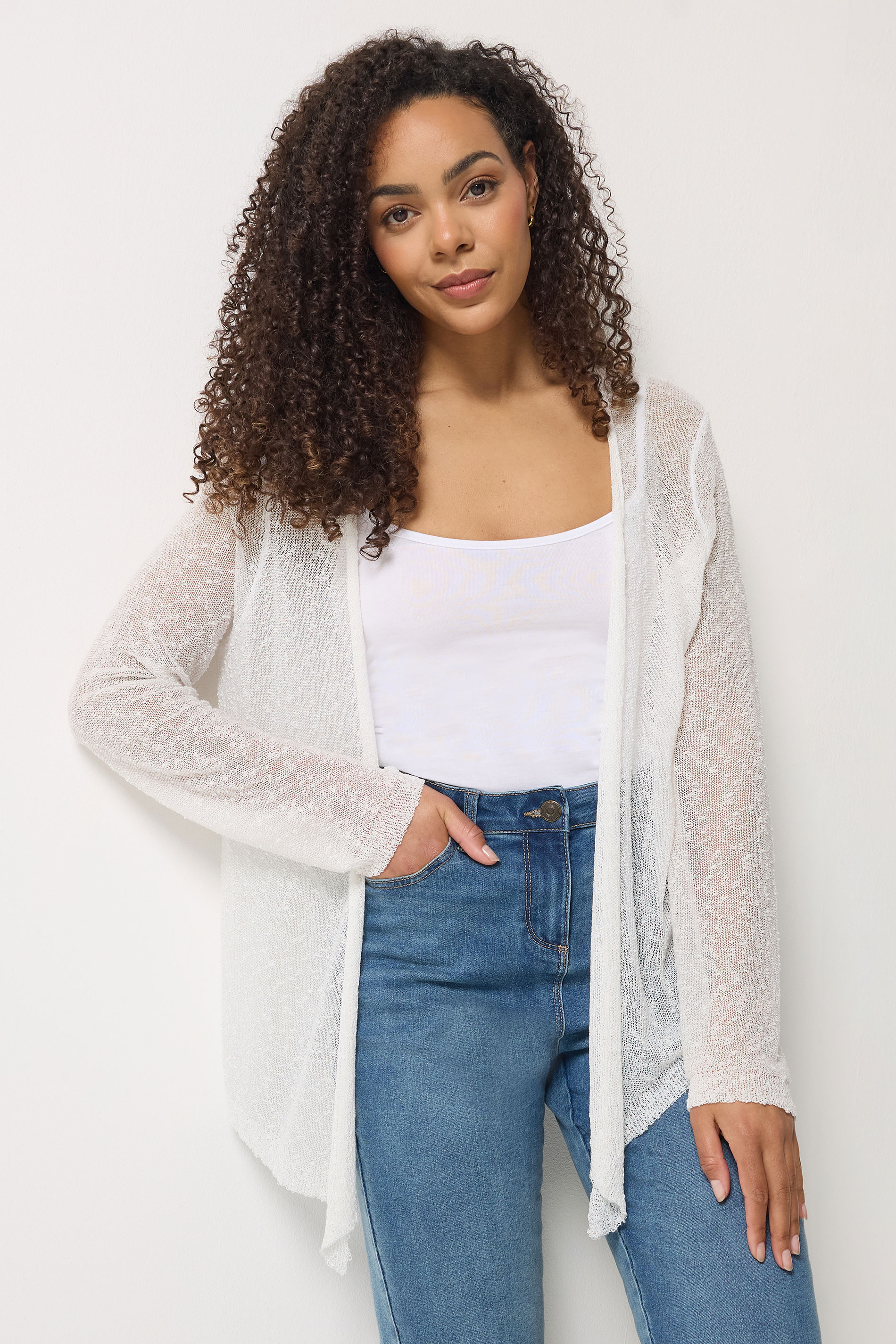M&Co White Textured Lightweight Cardigan | M&Co 3