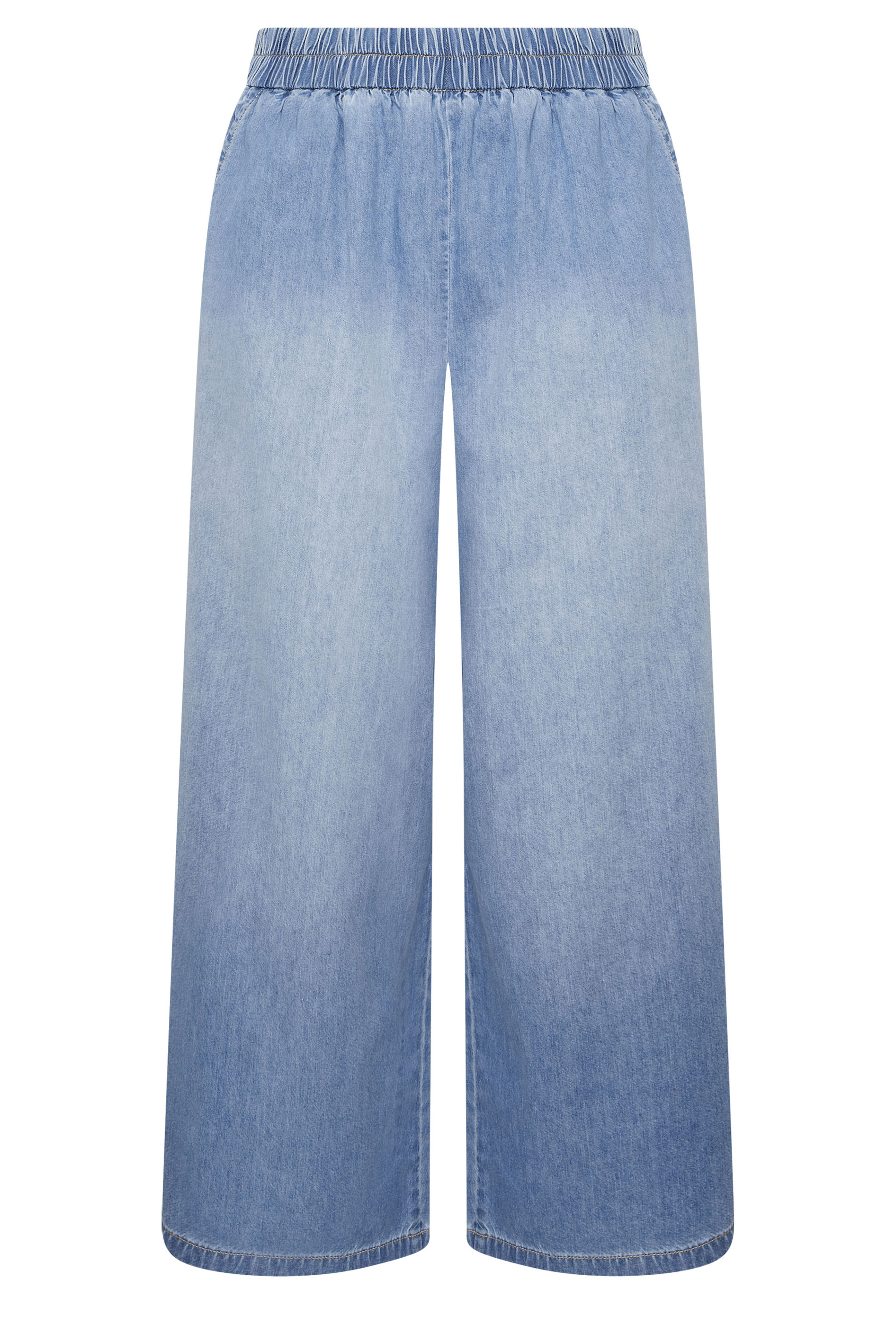 Blue Yours Plus Size Mid Wide Leg Jeans Size Regular > 30-32