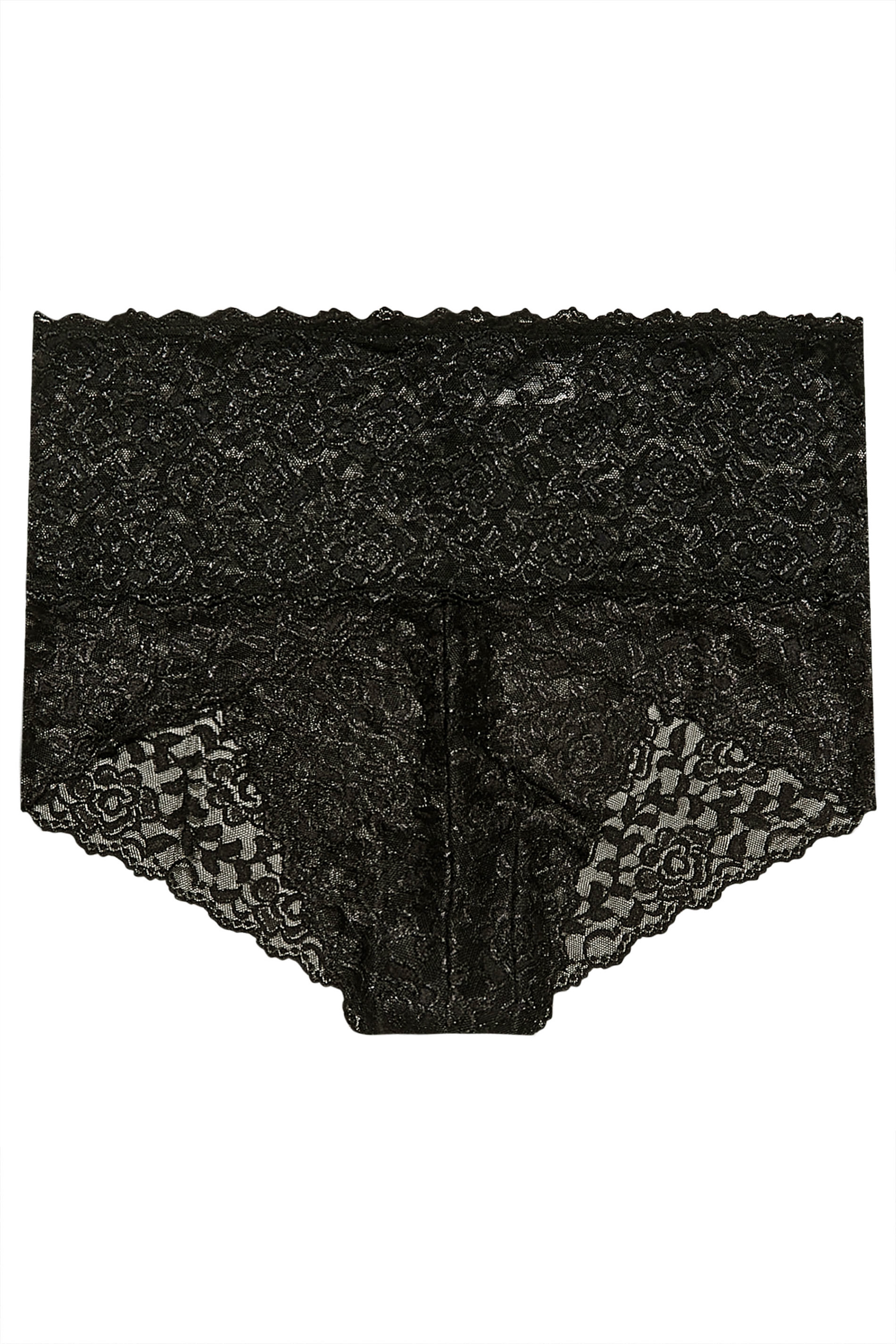YOURS Curve Black Super Soft Lace Panel High Waisted Knickers