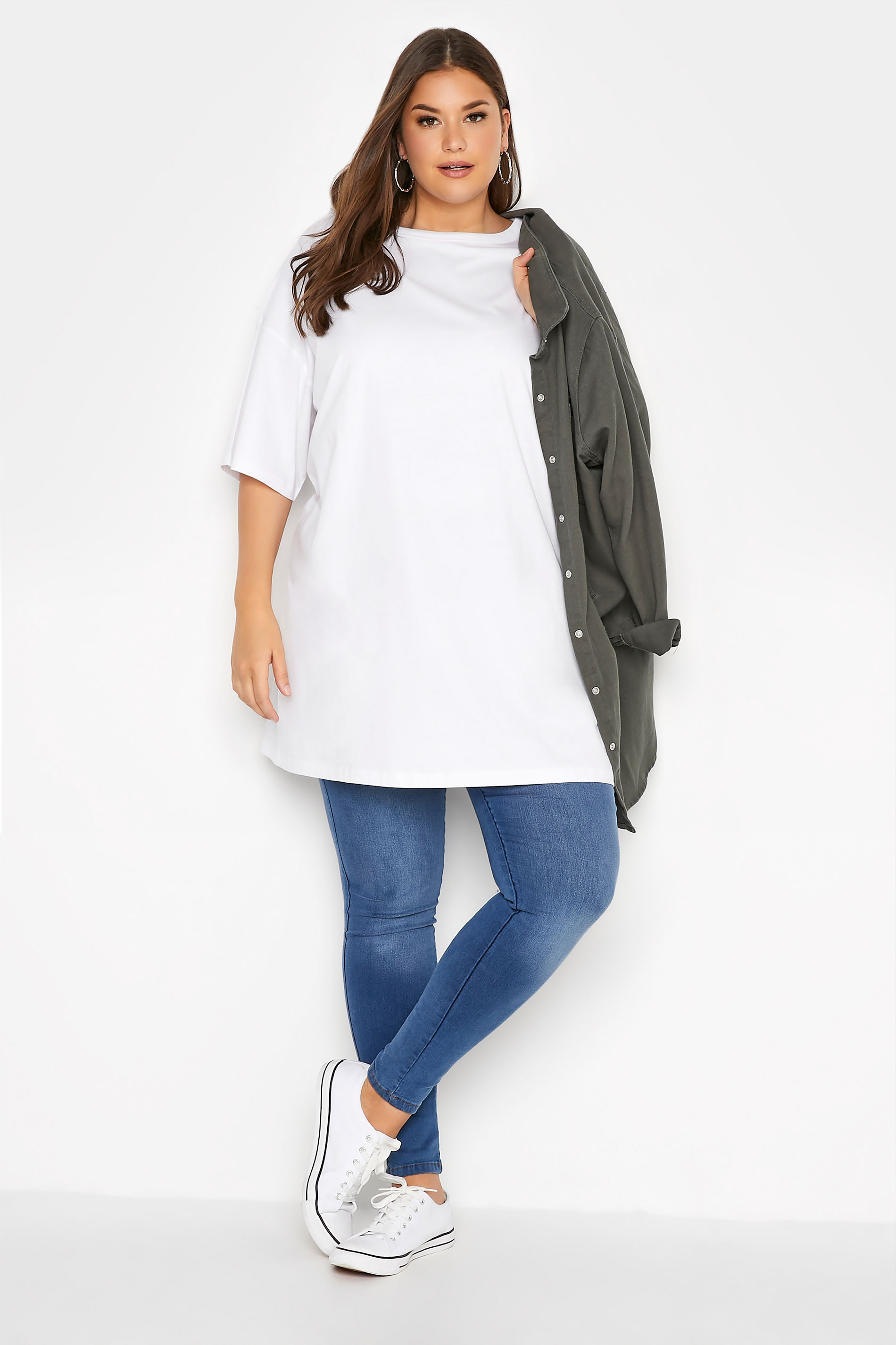 Grande taille  Tops Grande taille  T-Shirts | T-Shirt Blanc en Jersey Design Oversize - TS27743
