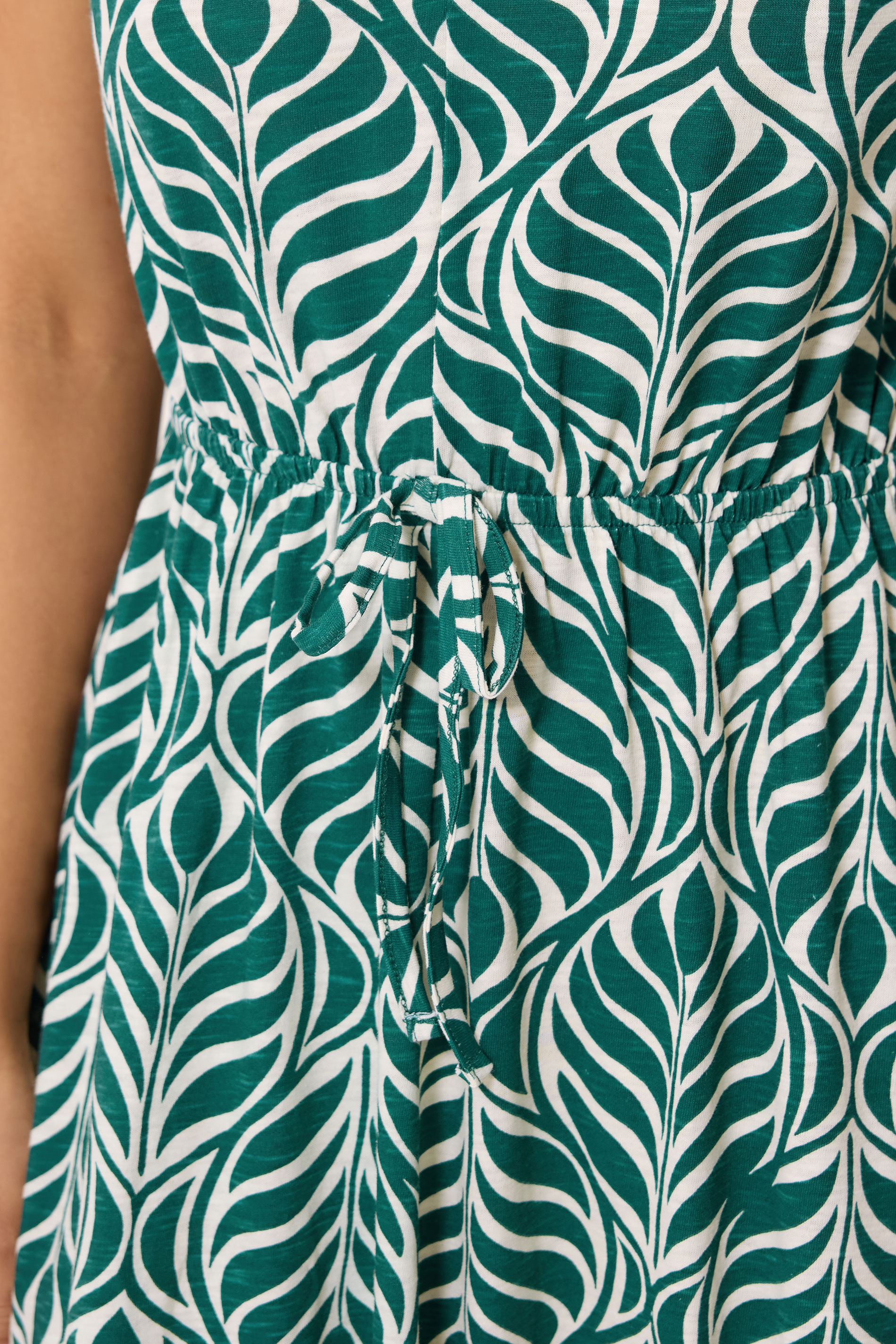 M&Co Petite Green Leaf Print Cotton Maxi Dress | M&Co 5