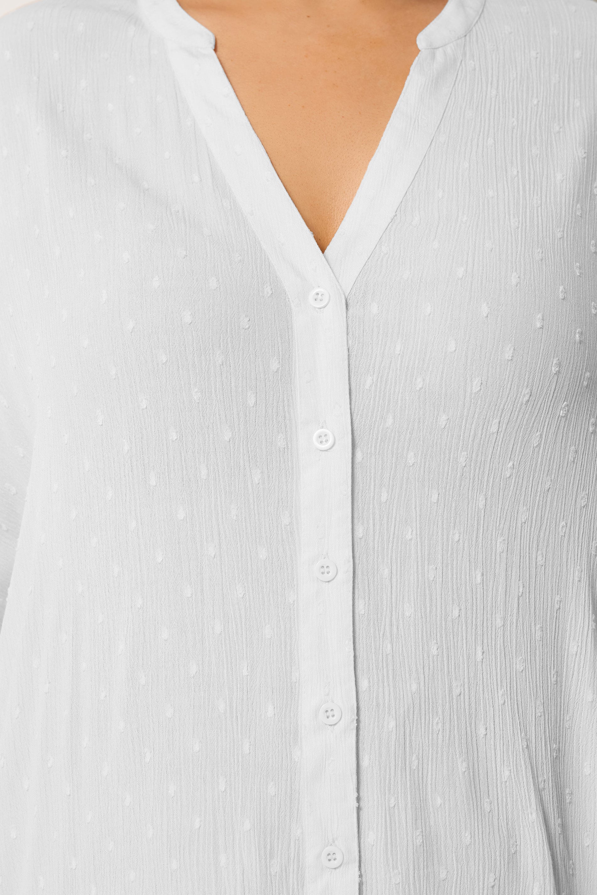 YOURS Plus Size Cream Dobby Notch Neck Blouse | Yours Clothing 4