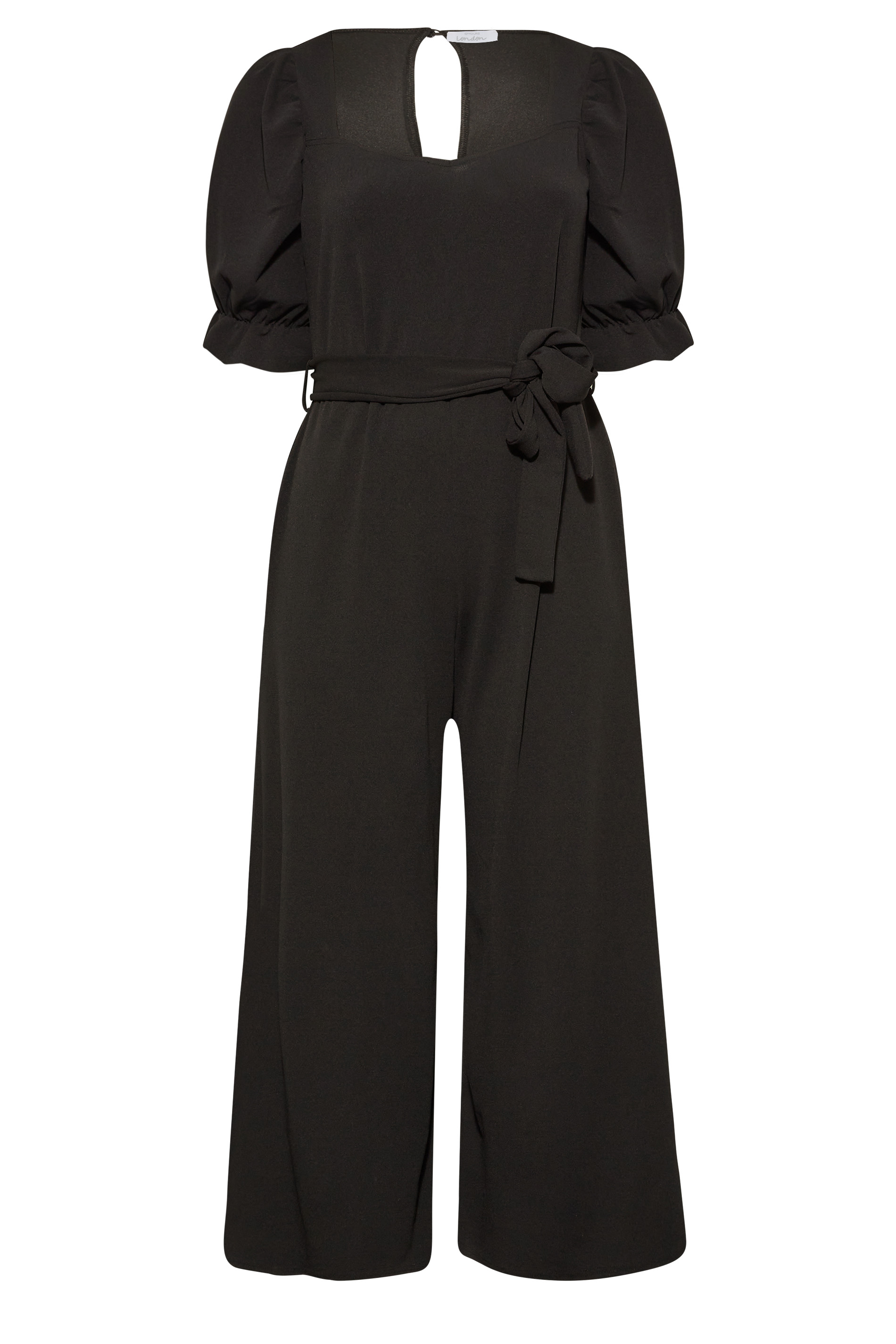 YOURS LONDON Plus Size Black Sweetheart Puff Sleeve Jumpsuit