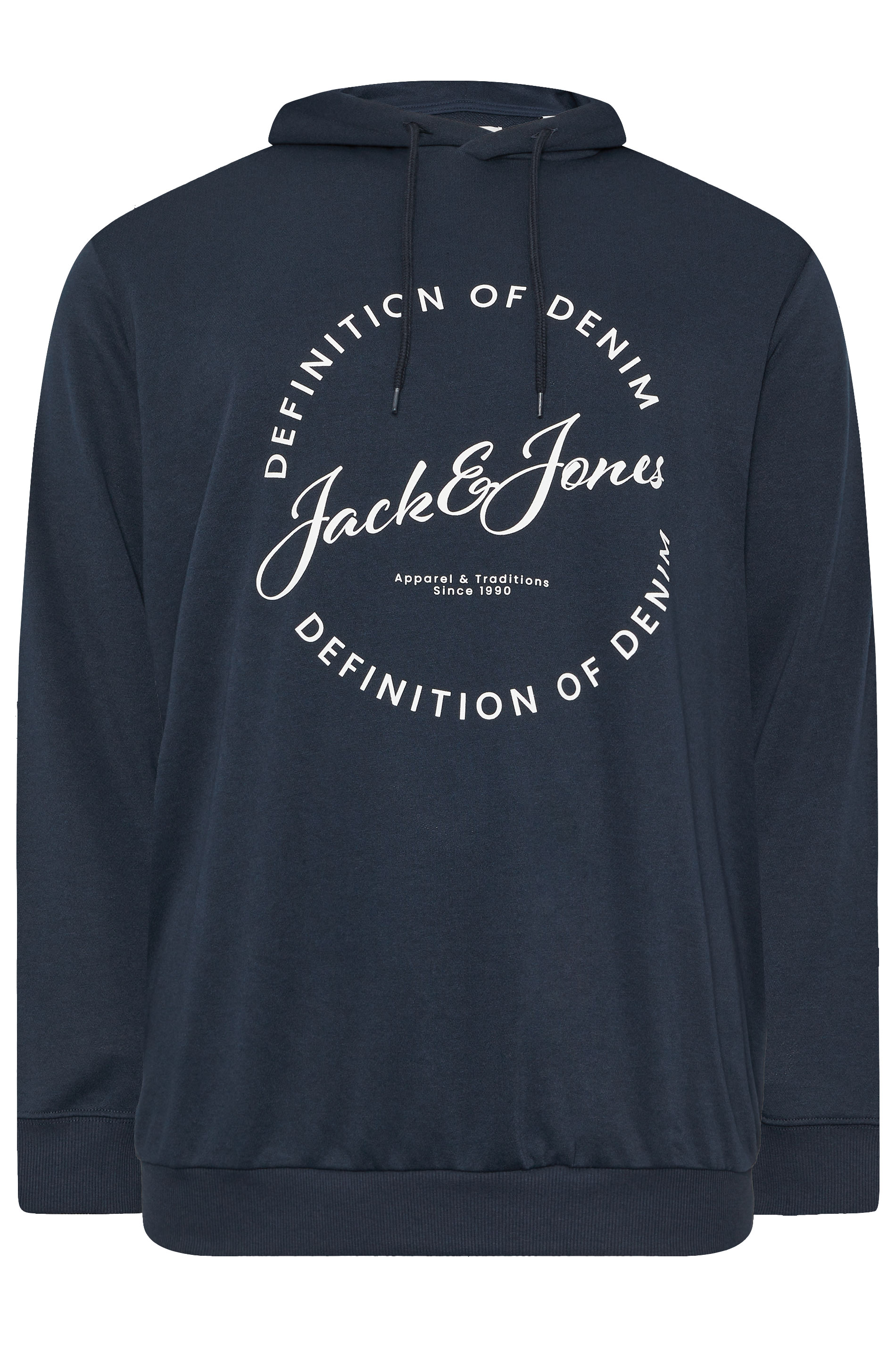JACK & JONES Big & Tall Navy Blue Circle Logo Printed Hoodie | BadRhino 2
