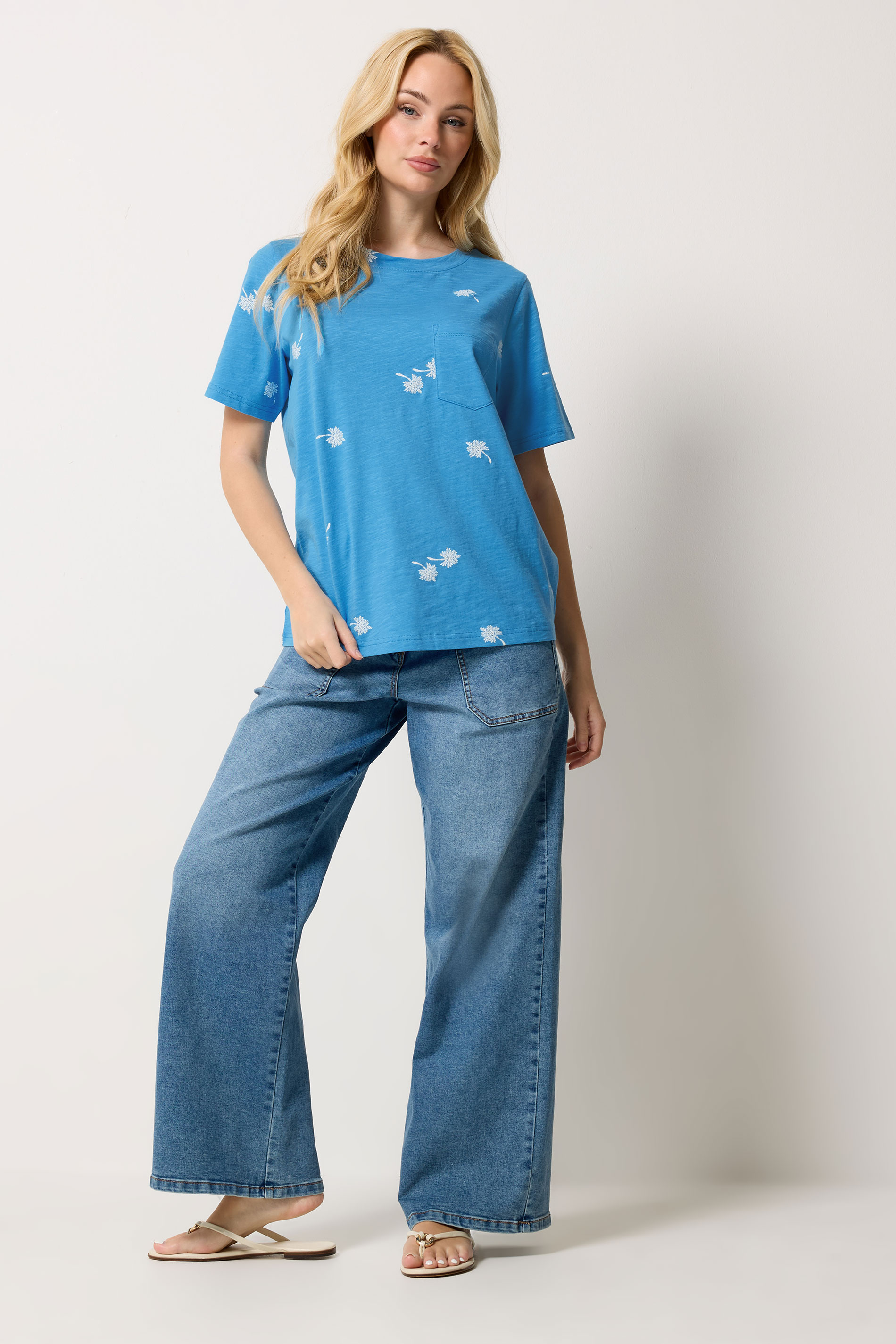 M&Co Blue Dandelion Print Cotton T-Shirt | M&Co 1